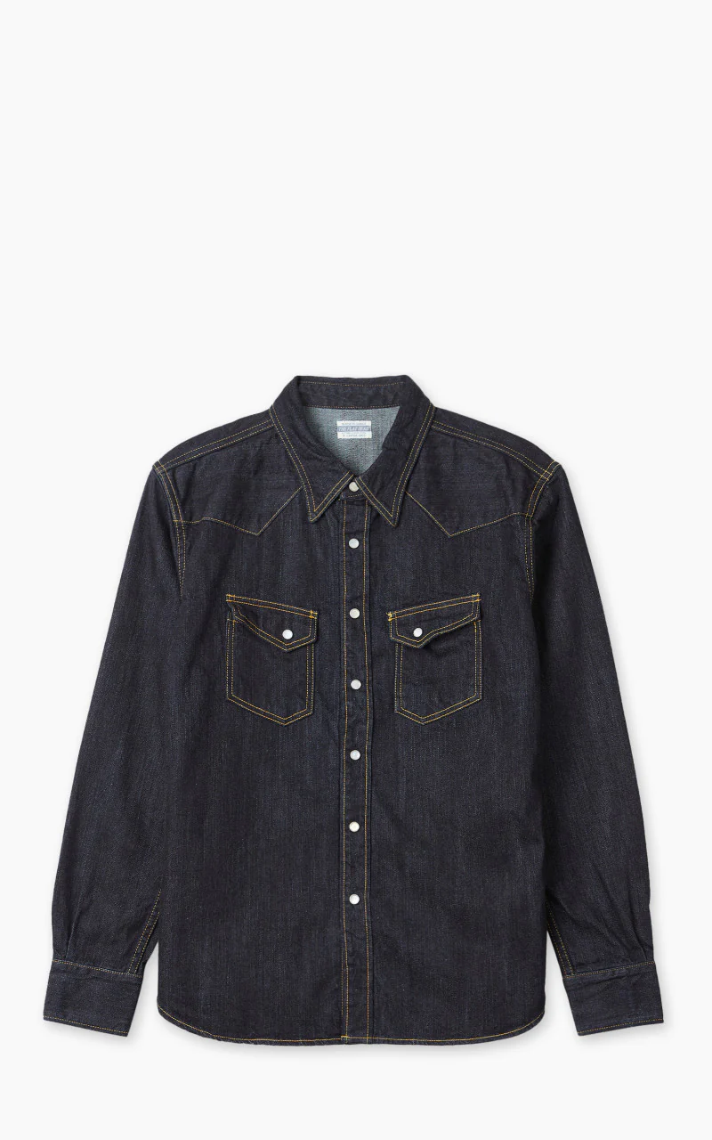 The Flat Head FN-SDW-001L Denim Western Shirt Selvedge Indigo