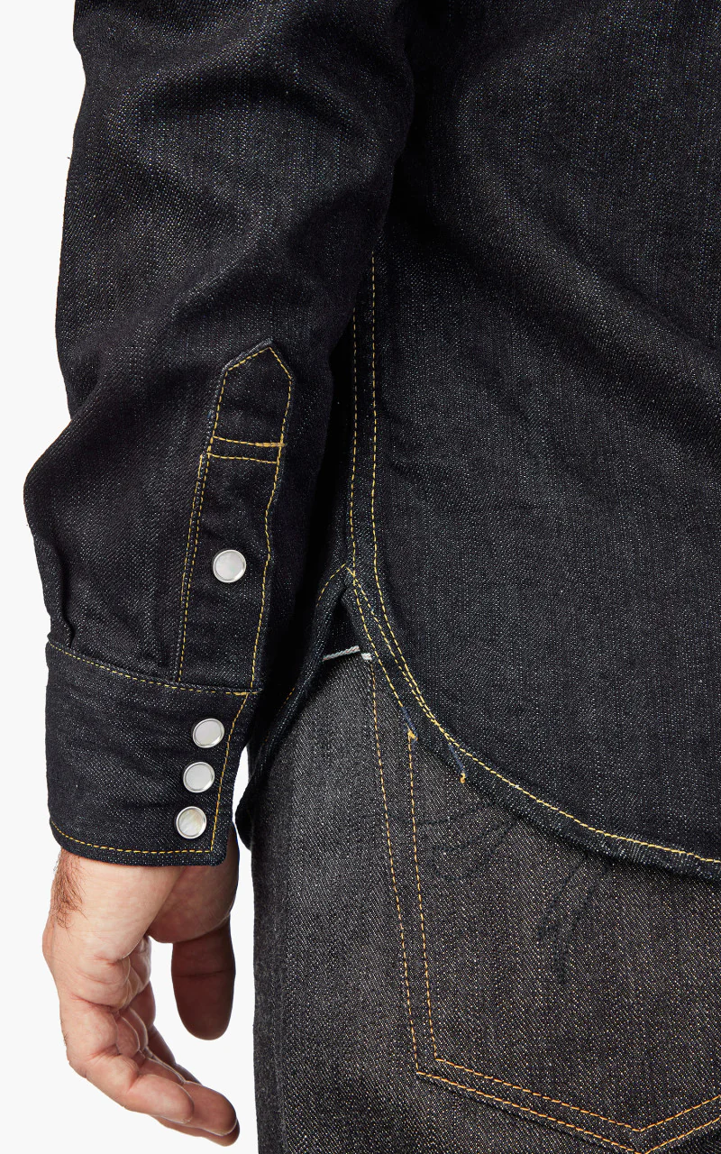 The Flat Head FN-SDW-001L Denim Western Shirt Selvedge Indigo - Image 7