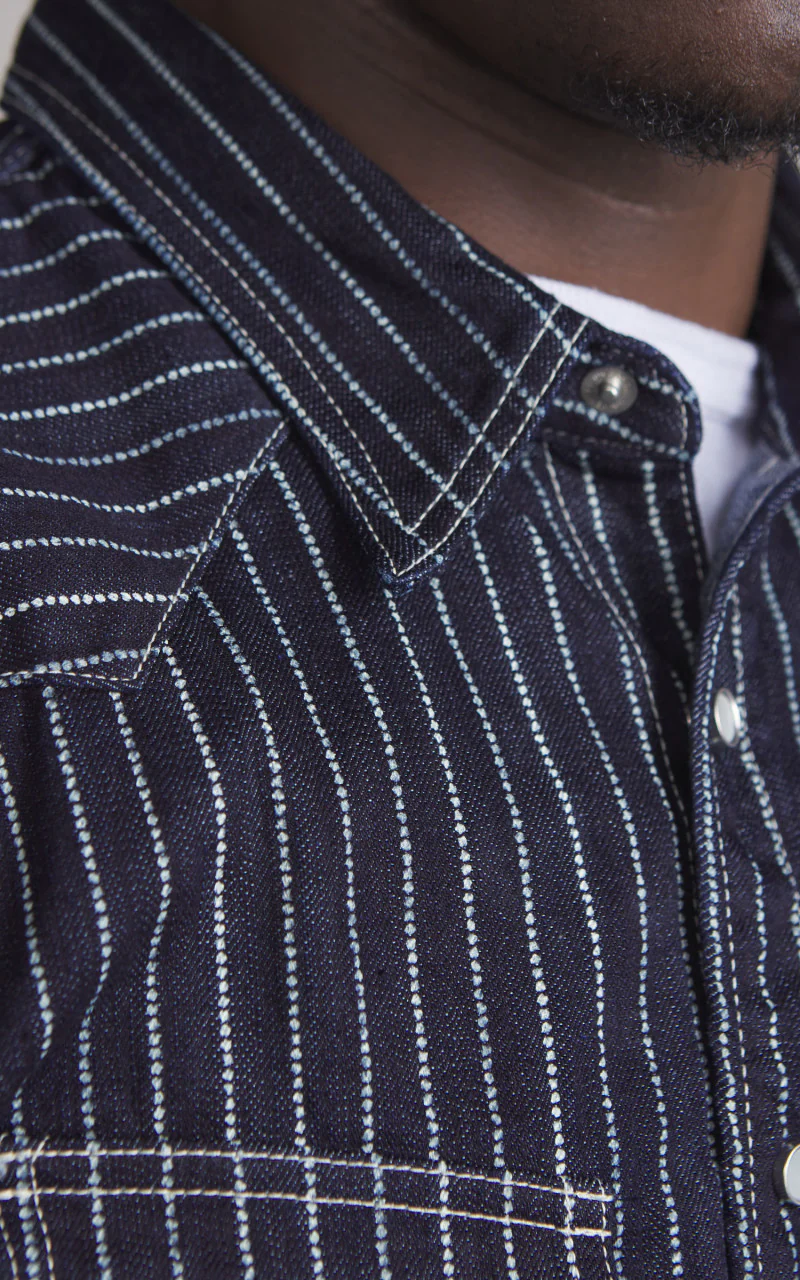 The Flat Head FN-SDW-701L Denim Wabash Western Shirt Selvedge Indigo - Image 4