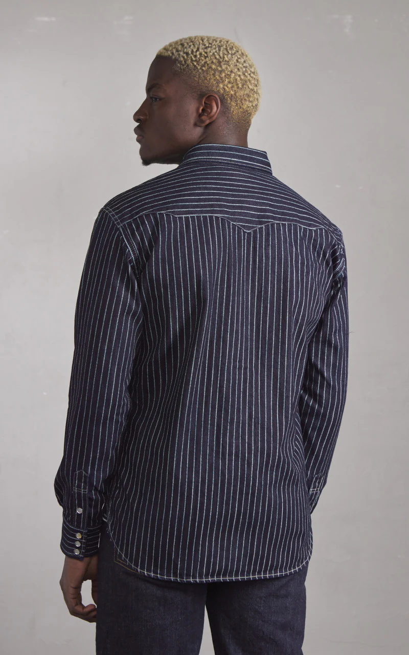 The Flat Head FN-SDW-701L Denim Wabash Western Shirt Selvedge Indigo - Image 5