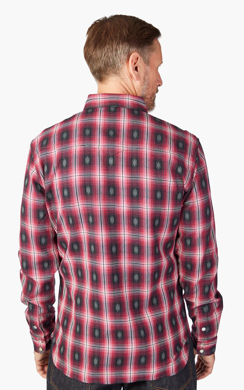 The Flat Head FN-SNW-004L Native Check Western Shirt Red - Image 6
