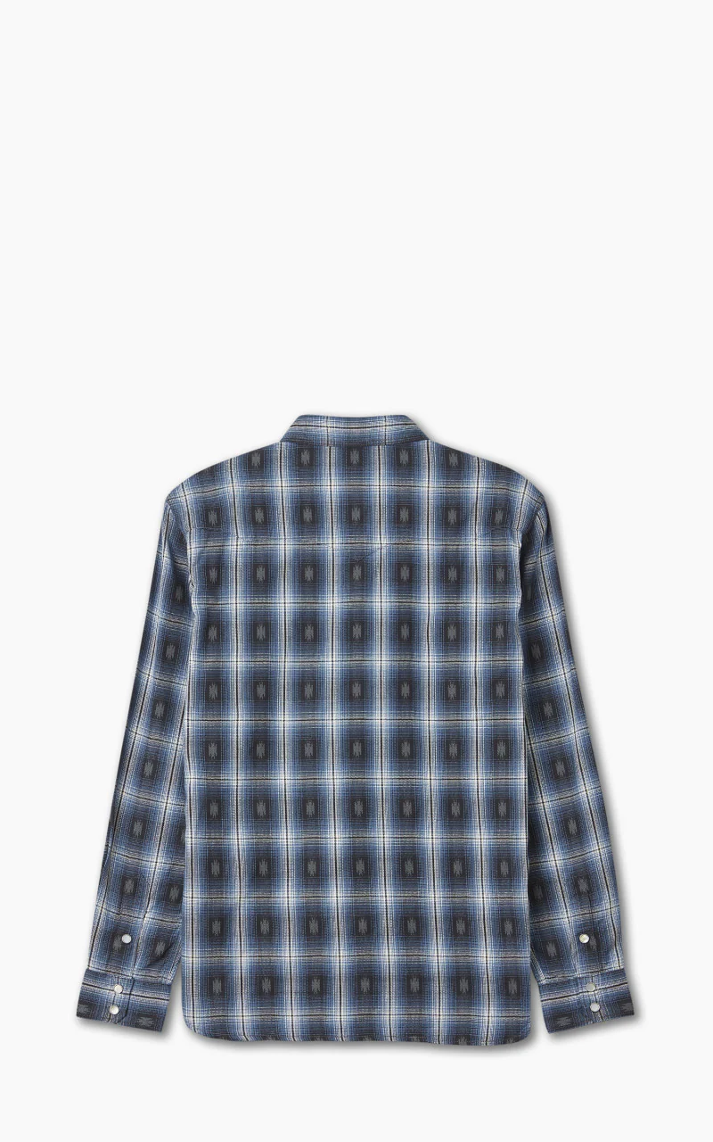 The Flat Head FN-SNW-004L Native Check Western Shirt Sax Blue - Image 2
