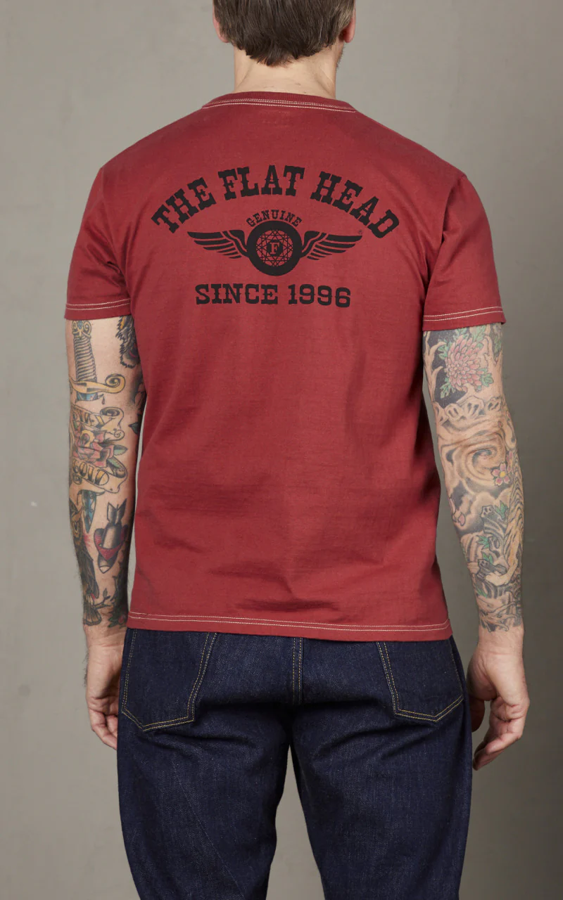 The Flat Head FN-THC-202 Flying Wheel T-Shirt Light Red/Black - Image 4