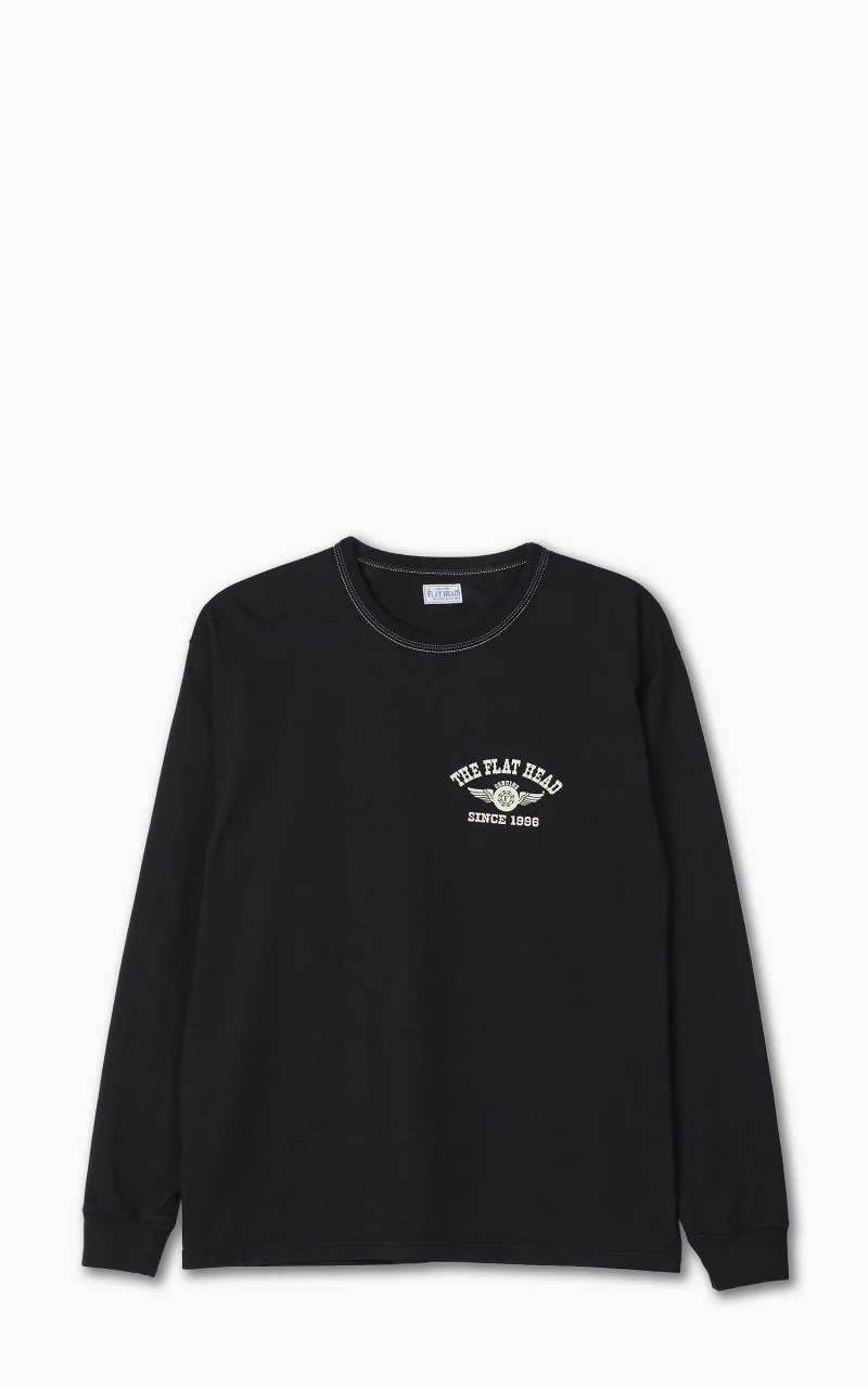 The Flat Head FN-THCL-202 L/S T-Shirt Flying Wheel Black - Image 2