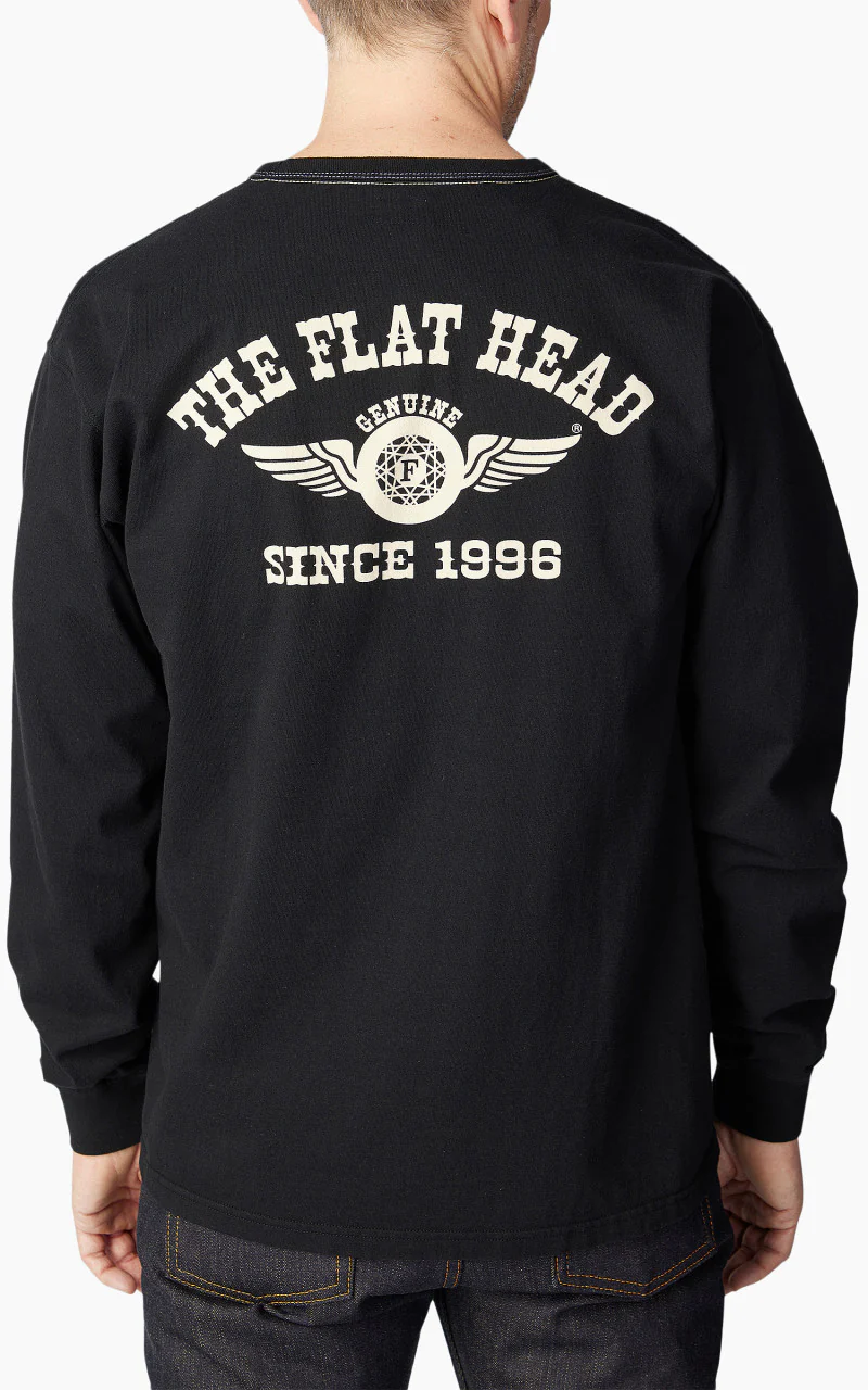 The Flat Head FN-THCL-202 L/S T-Shirt Flying Wheel Black - Image 4
