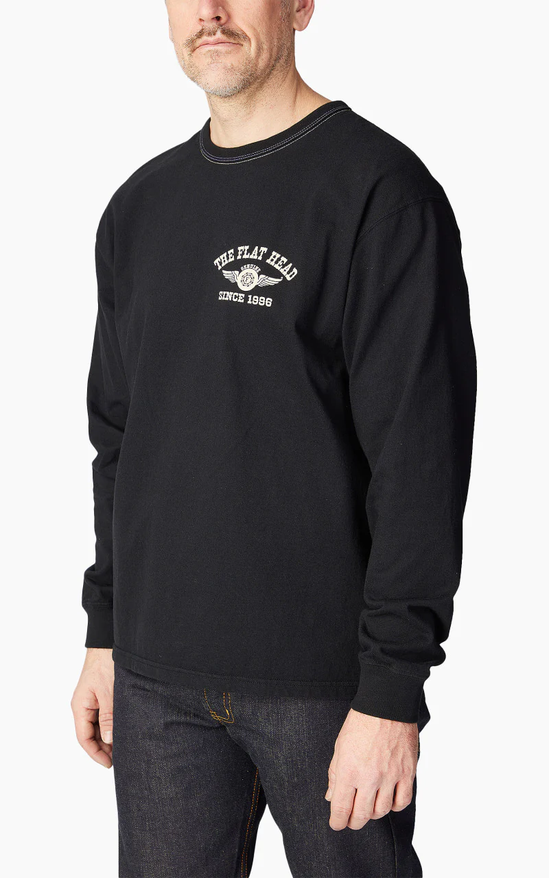 The Flat Head FN-THCL-202 L/S T-Shirt Flying Wheel Black - Image 5