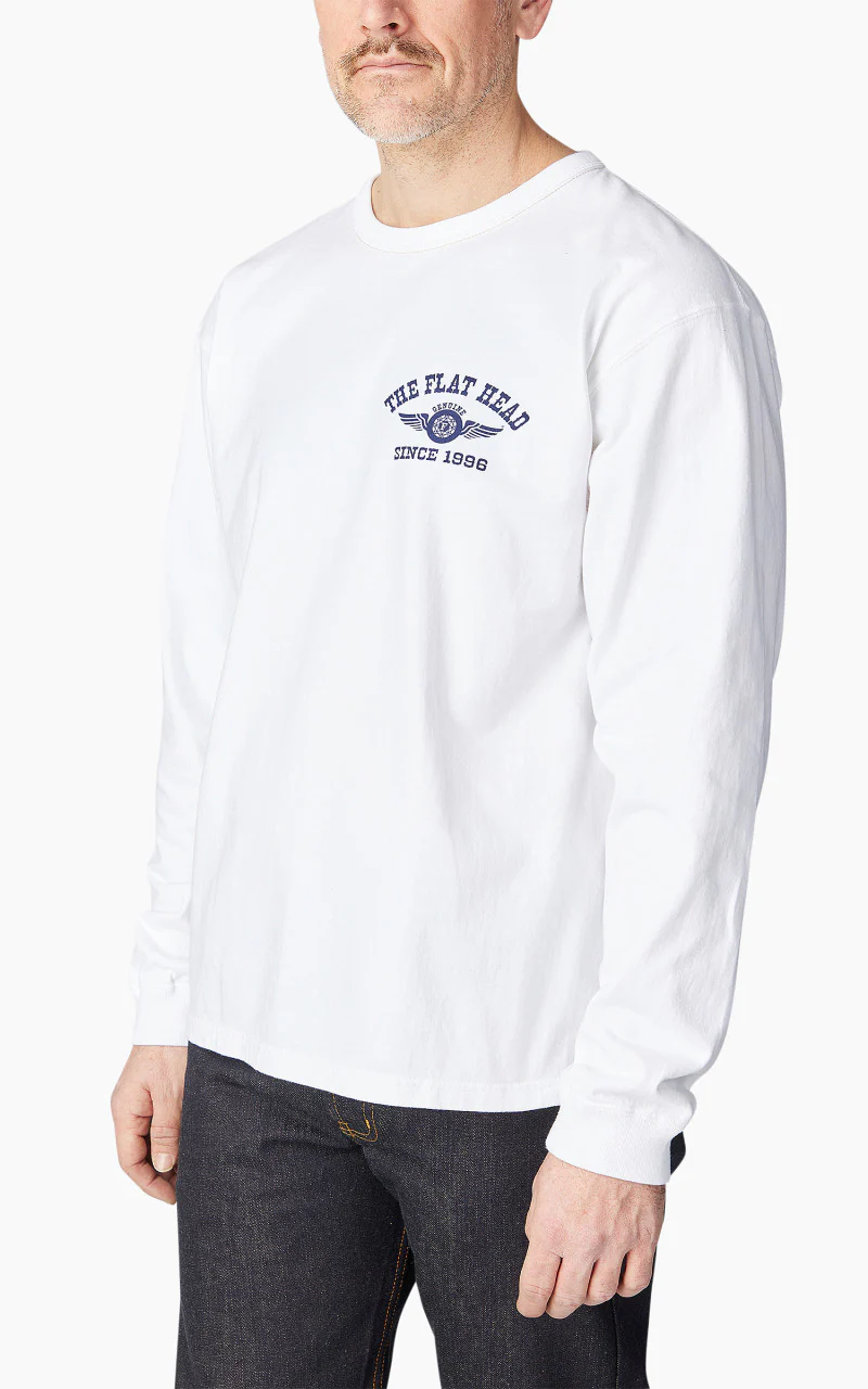The Flat Head FN-THCL-202 L/S T-Shirt Flying Wheel White - Image 5