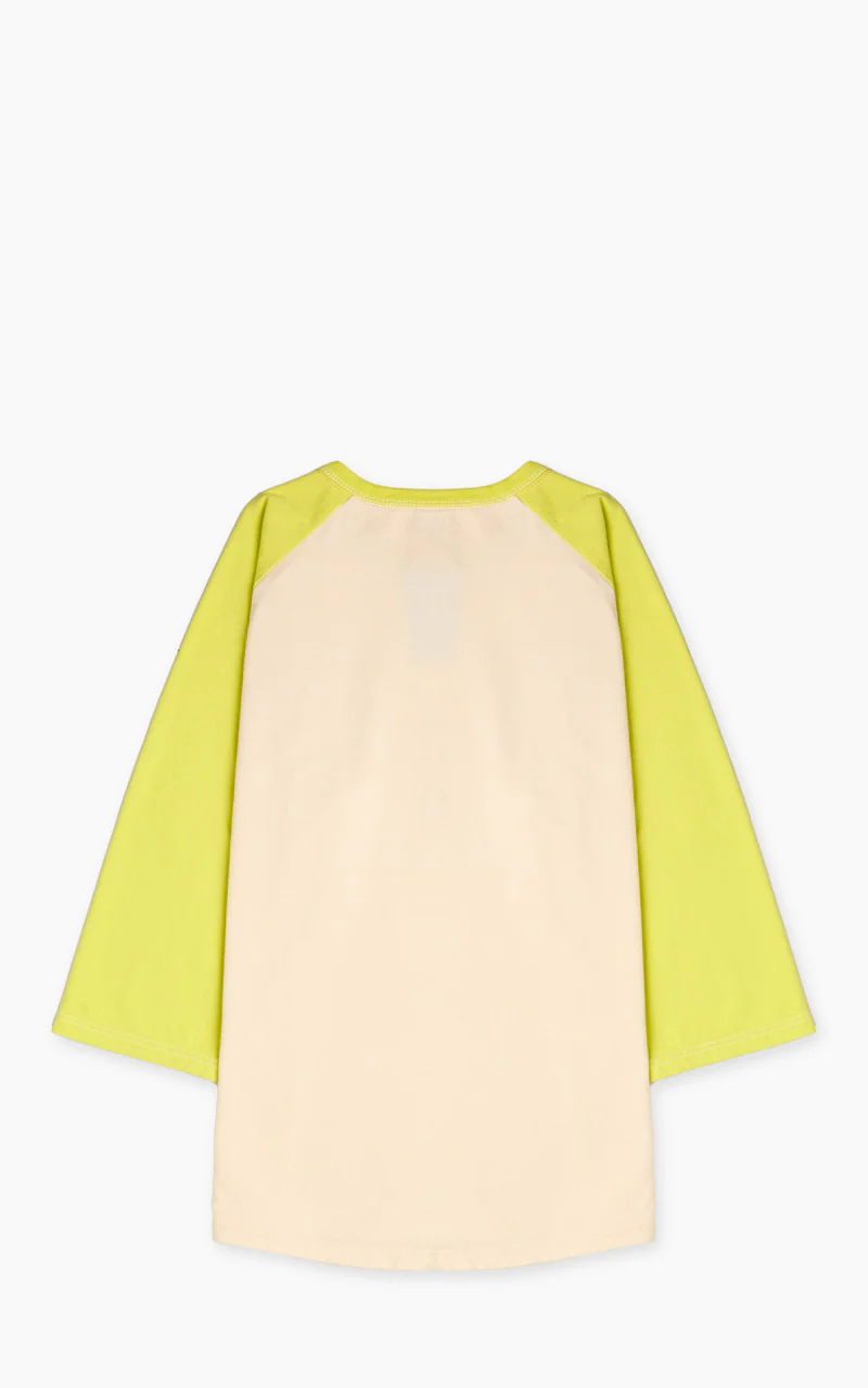 The Flat Head FN-TSRB-003 Raglan Qaurter Sleeve R.T.W. Ivory/Yellow - Image 3