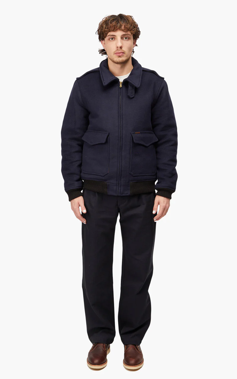 The Quartermaster A2 Flight Jacket Wool Navy - Image 3