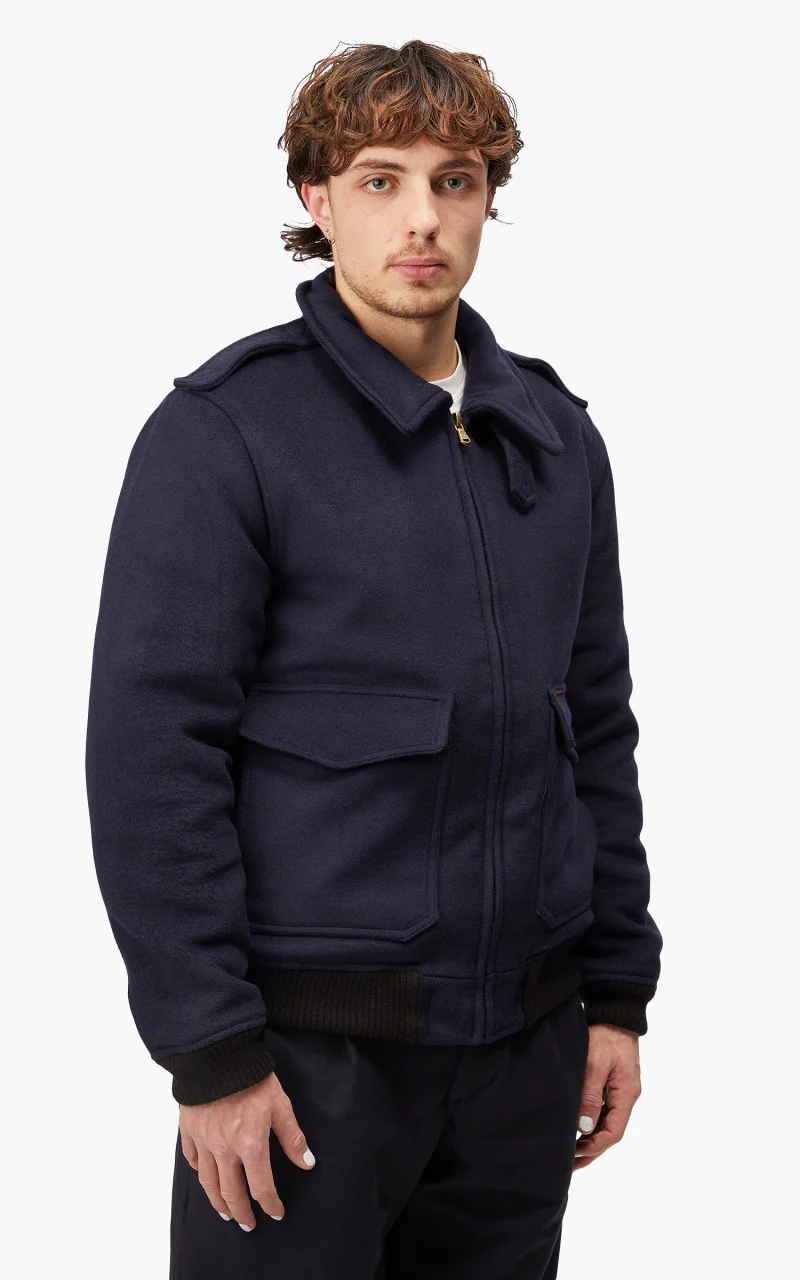 The Quartermaster A2 Flight Jacket Wool Navy - Image 6