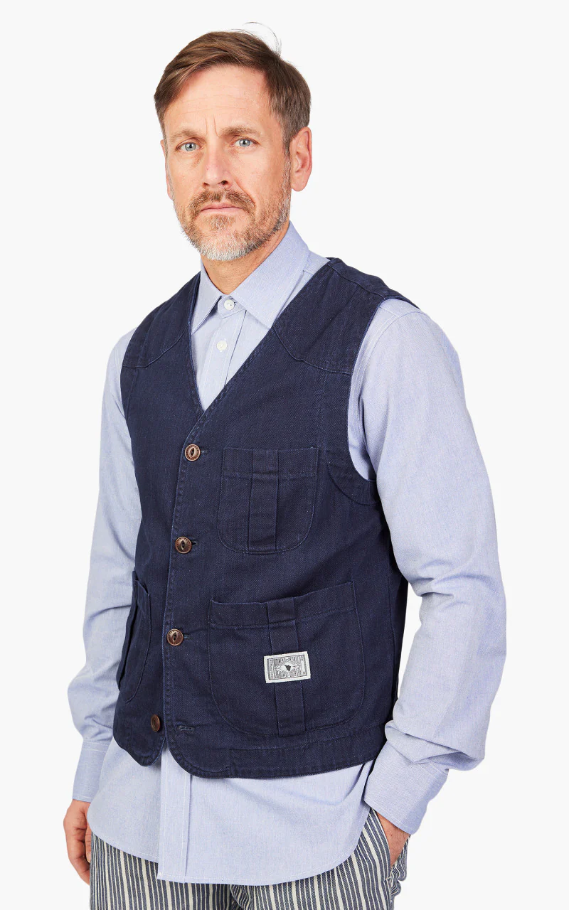 The Quartermaster Fisherman Vest Indigo - Image 4