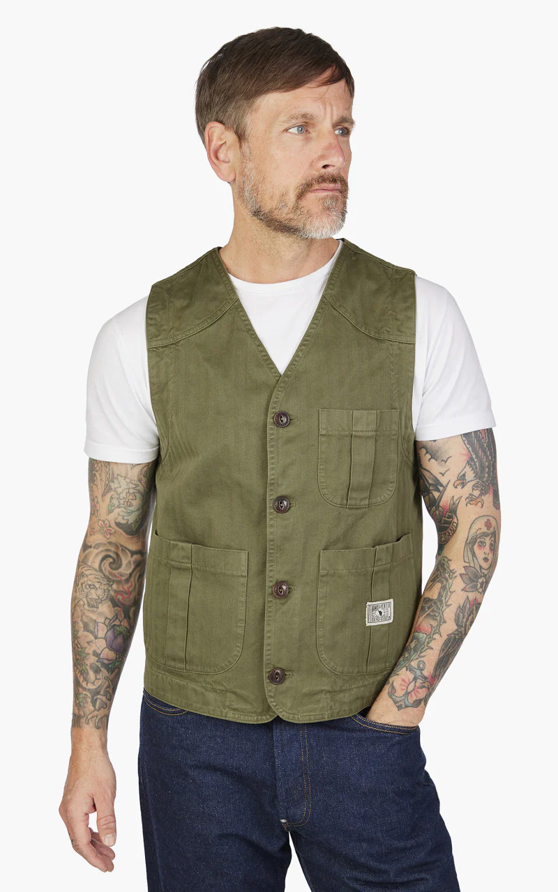 The Quartermaster Fisherman Vest Olive - Image 4