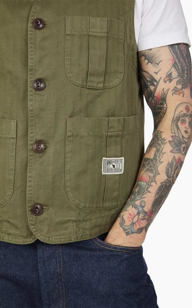 The Quartermaster Fisherman Vest Olive - Image 5
