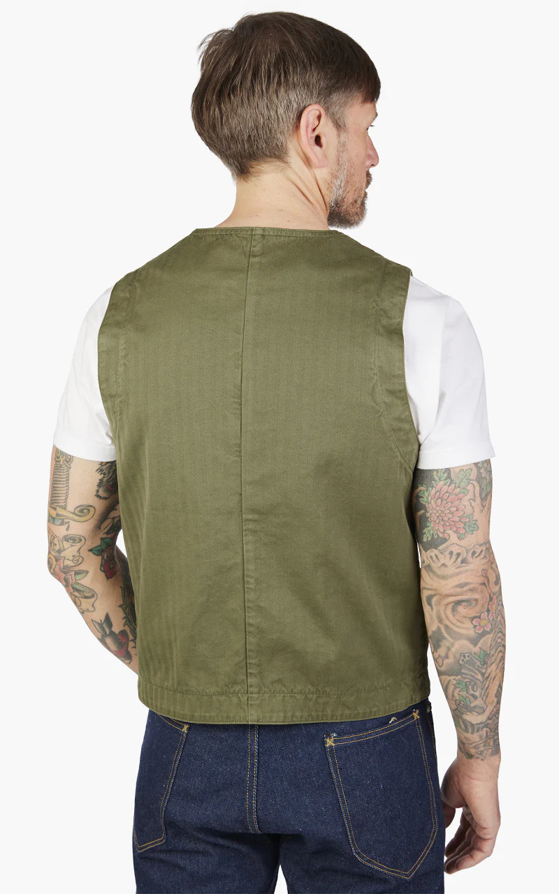 The Quartermaster Fisherman Vest Olive - Image 7