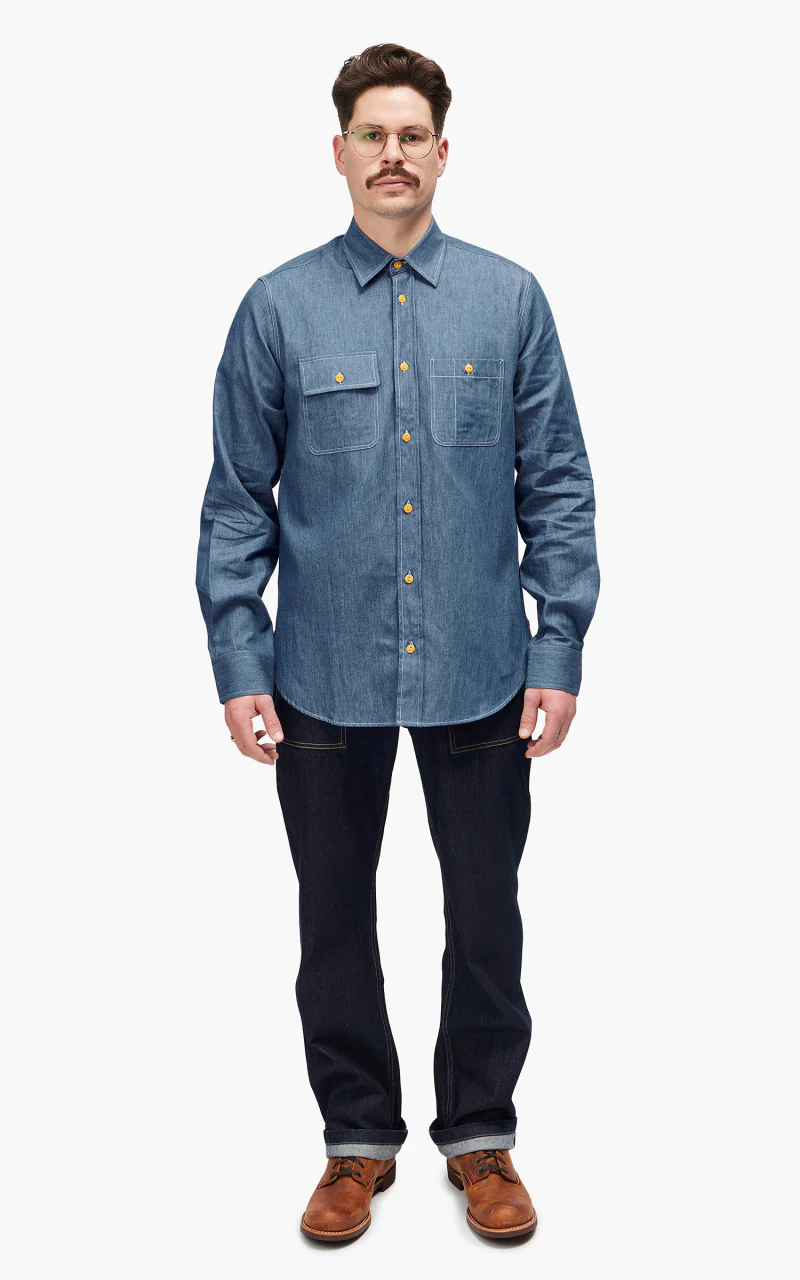 The Quartermaster Work Shirt Denim Wash Light Blue - Image 2