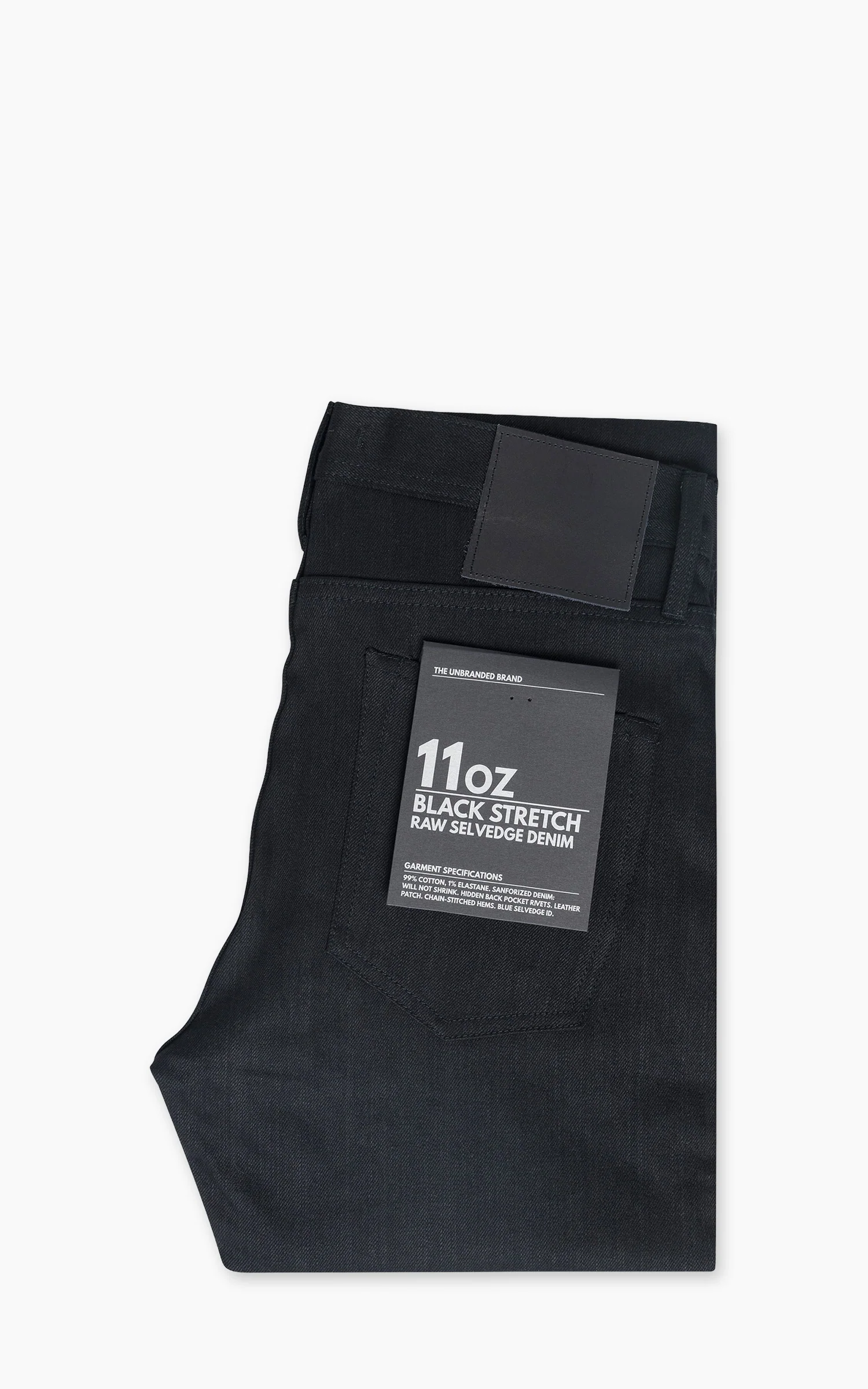 The Unbranded Brand UB444 Tight Fit Solid Black Stretch Selvedge Denim 11oz