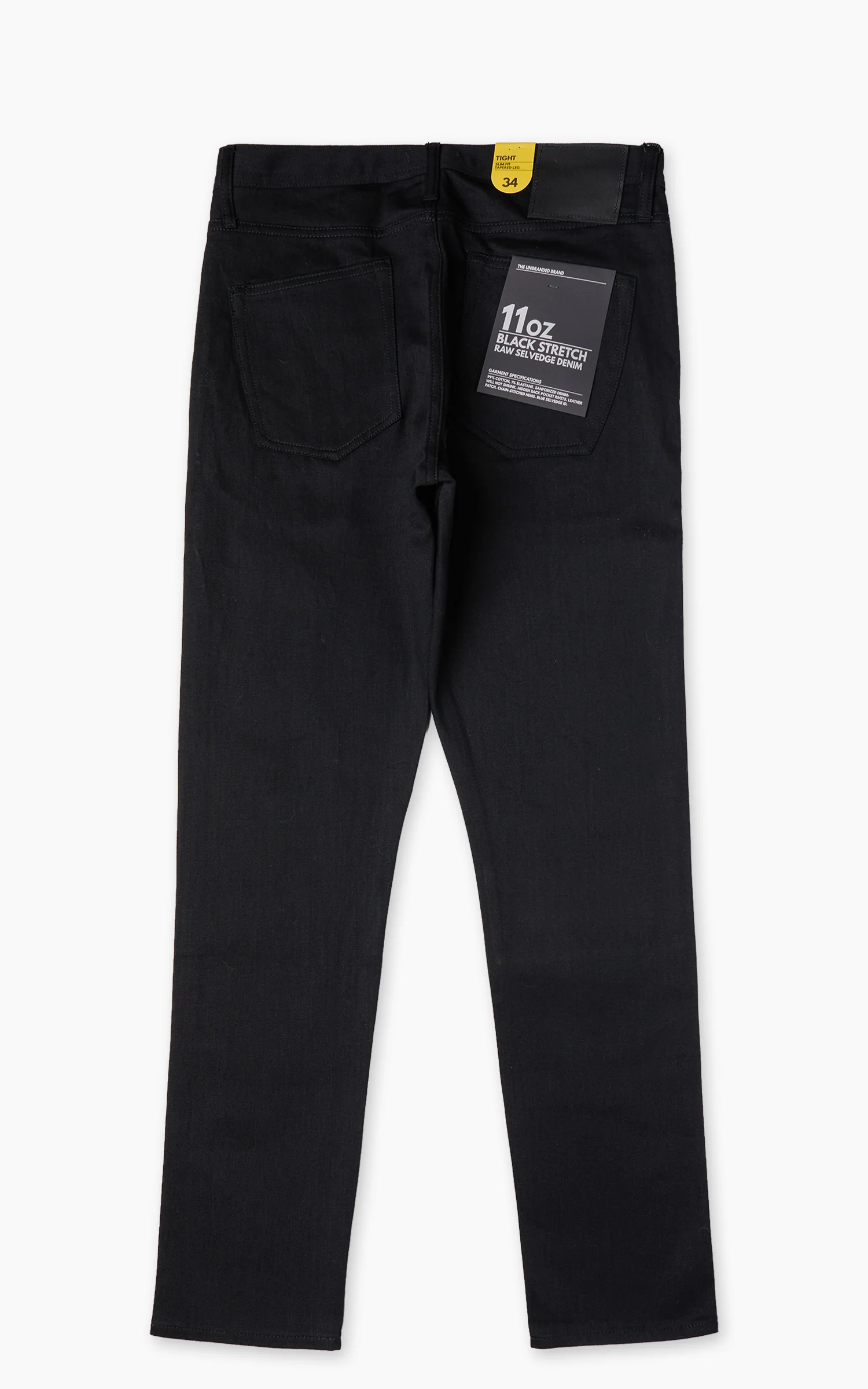 The Unbranded Brand UB444 Tight Fit Solid Black Stretch Selvedge Denim 11oz - Image 5