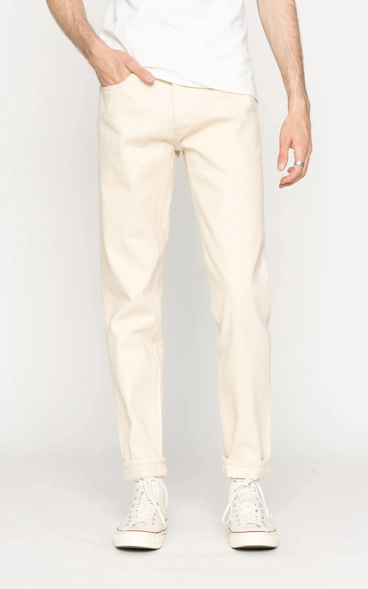 The Unbranded Brand UB697 Relaxed Tapered Fit Selvedge Ecru 13.5oz - Image 6