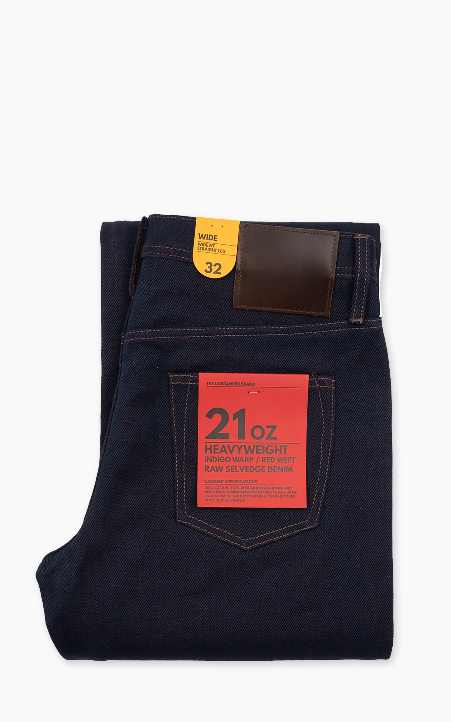 The Unbranded Brand UB791 Wide Fit Heavyweight Indigo Warp/Red Weft Raw Selvedge Indigo 21oz