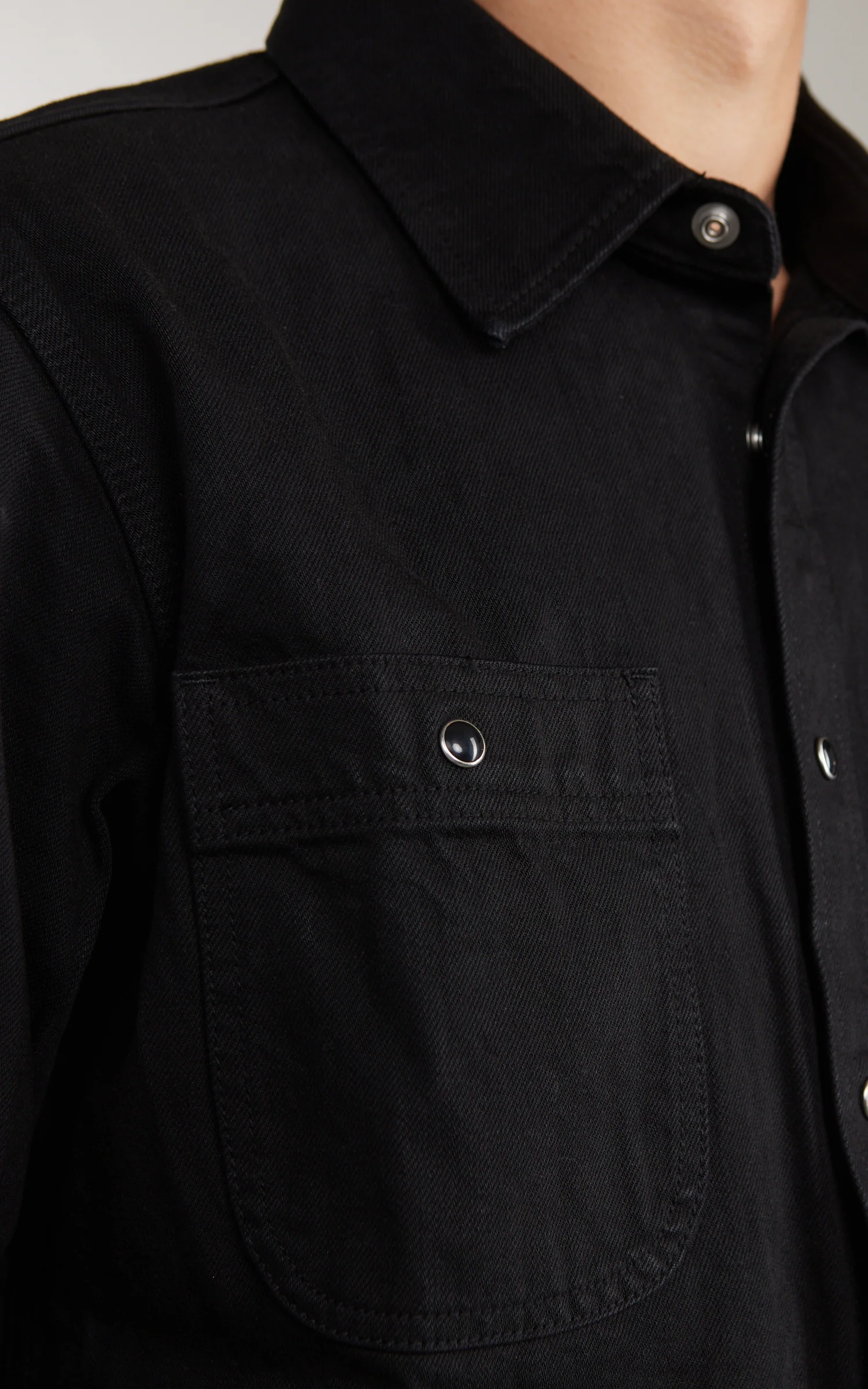 The Unbranded Brand UBS433 Work Shirt Solid Black Selvedge 12oz - Image 3