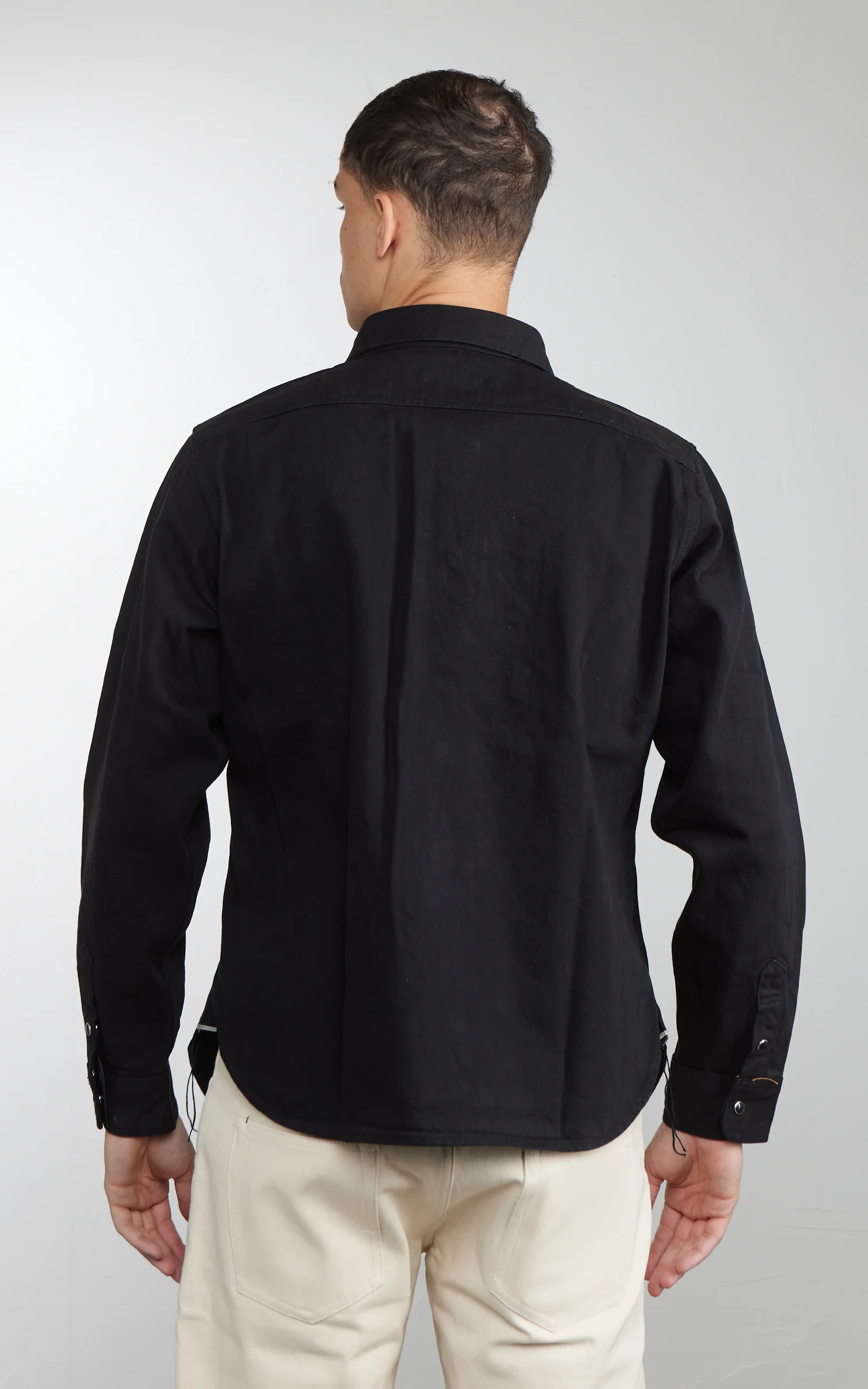 The Unbranded Brand UBS433 Work Shirt Solid Black Selvedge 12oz - Image 4
