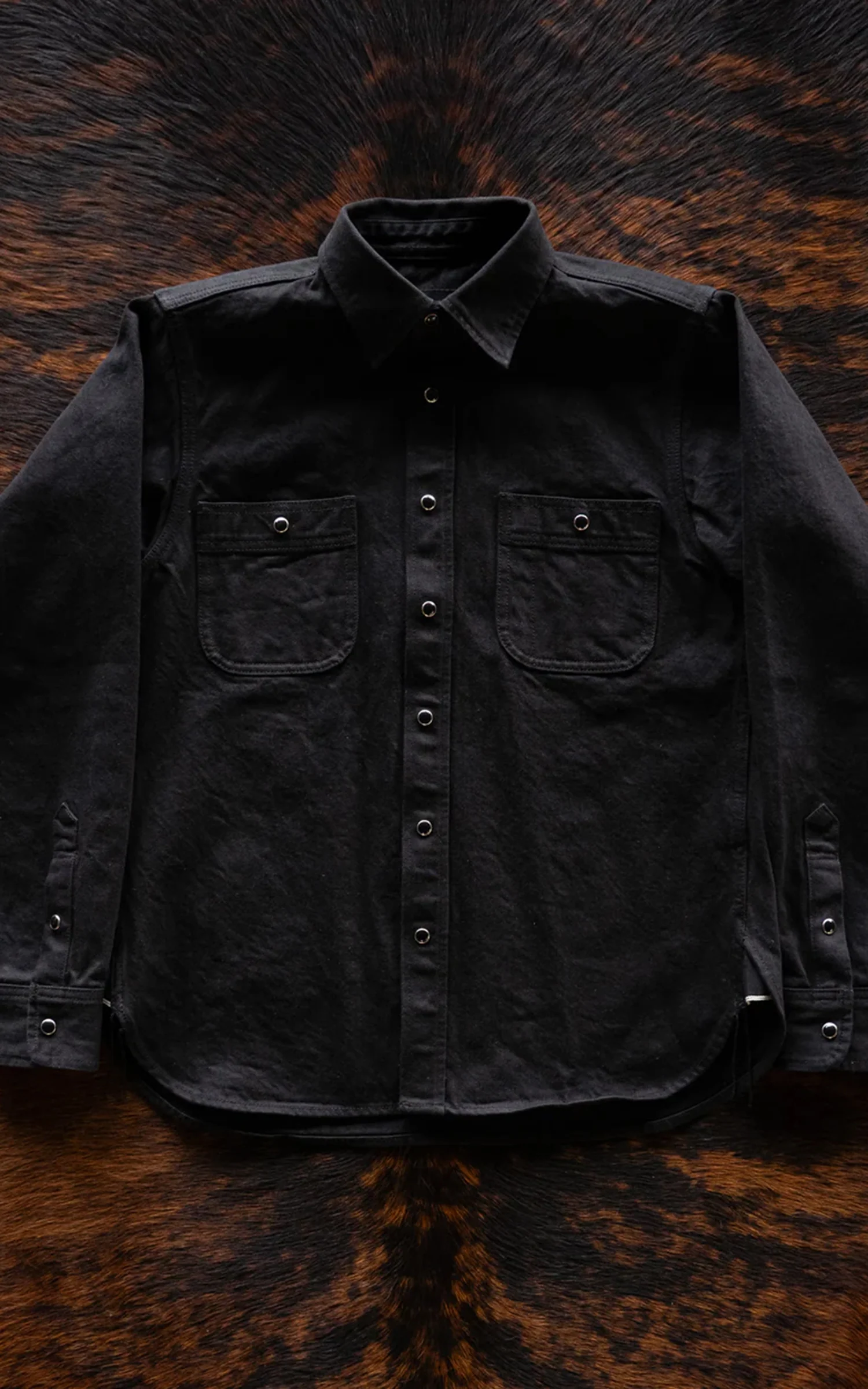 The Unbranded Brand UBS433 Work Shirt Solid Black Selvedge 12oz - Image 5