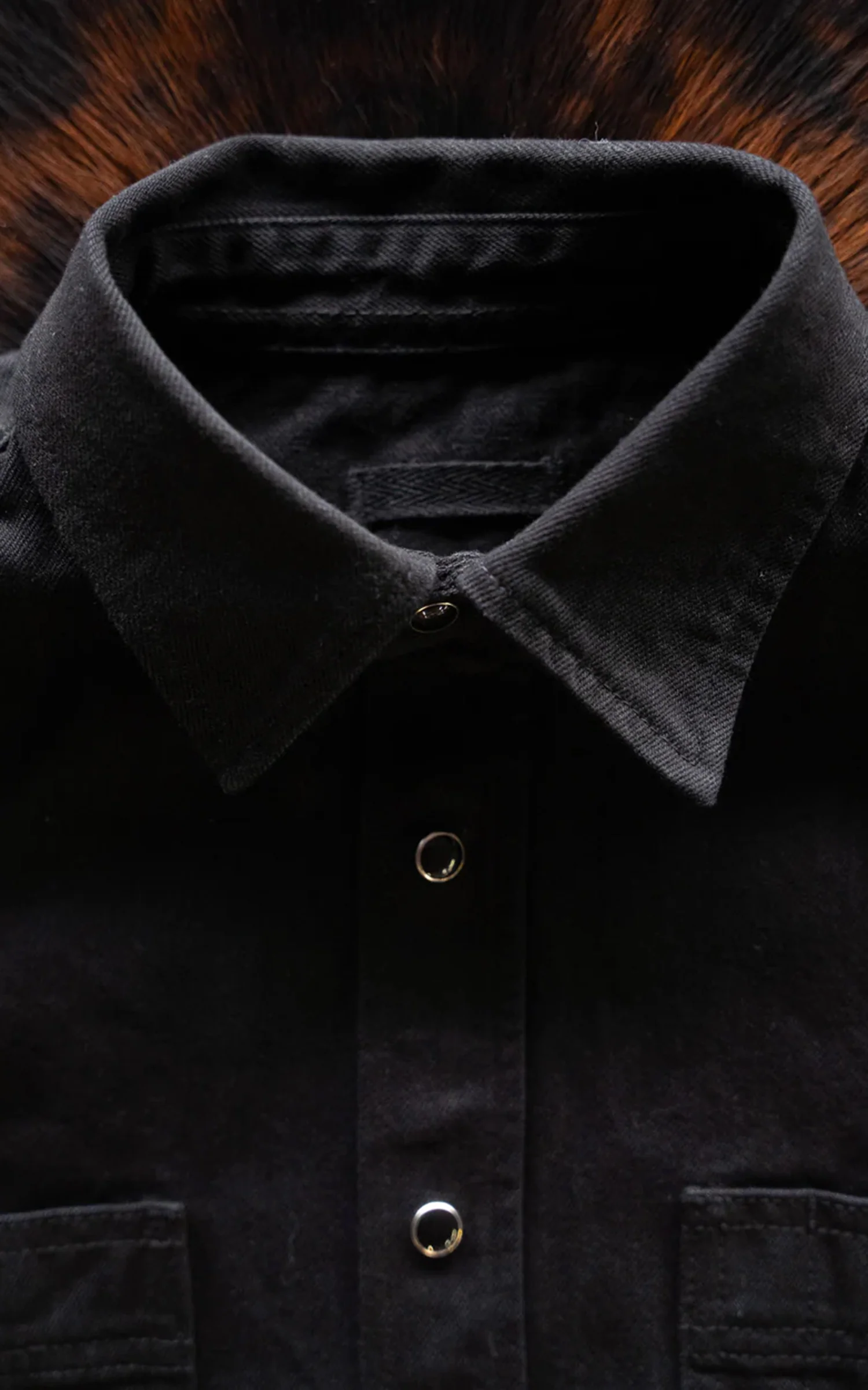 The Unbranded Brand UBS433 Work Shirt Solid Black Selvedge 12oz - Image 6