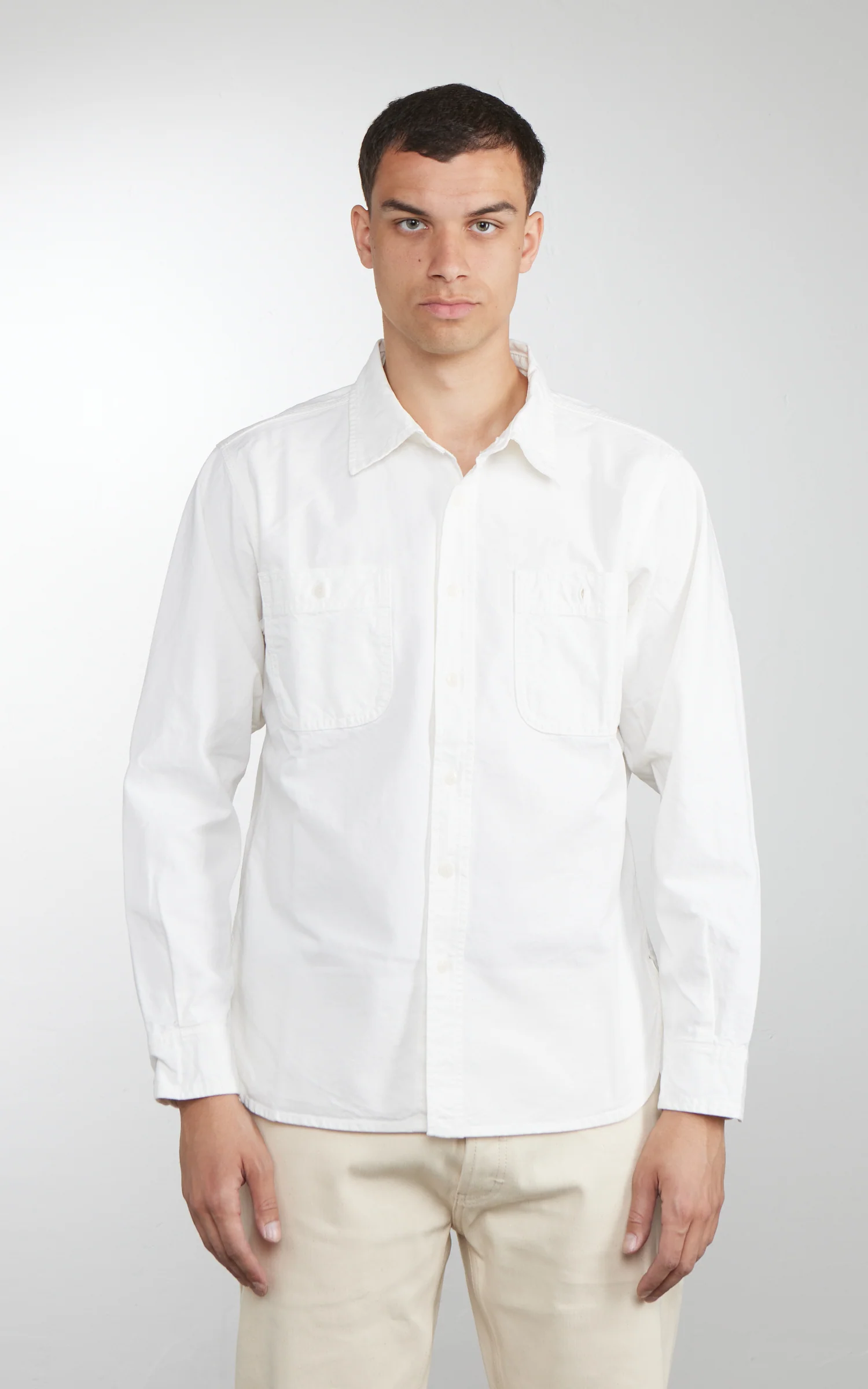 The Unbranded Brand UBS434 Work Shirt Oxford Selvedge White 9oz - Image 2