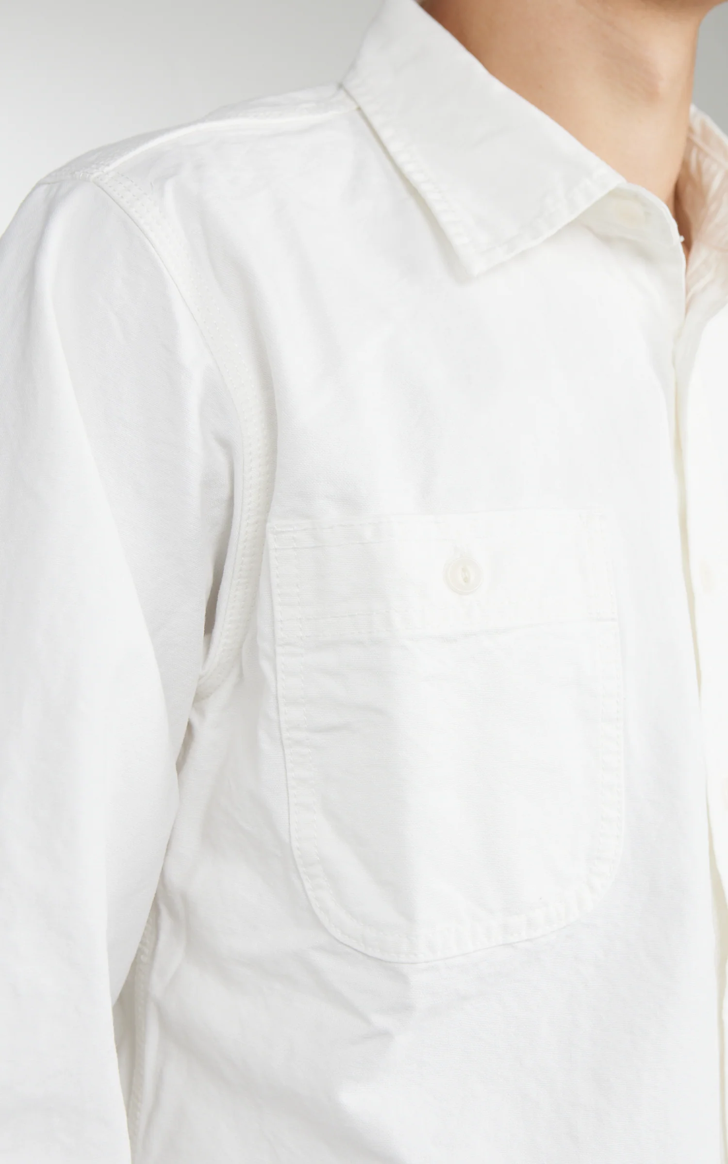 The Unbranded Brand UBS434 Work Shirt Oxford Selvedge White 9oz - Image 3