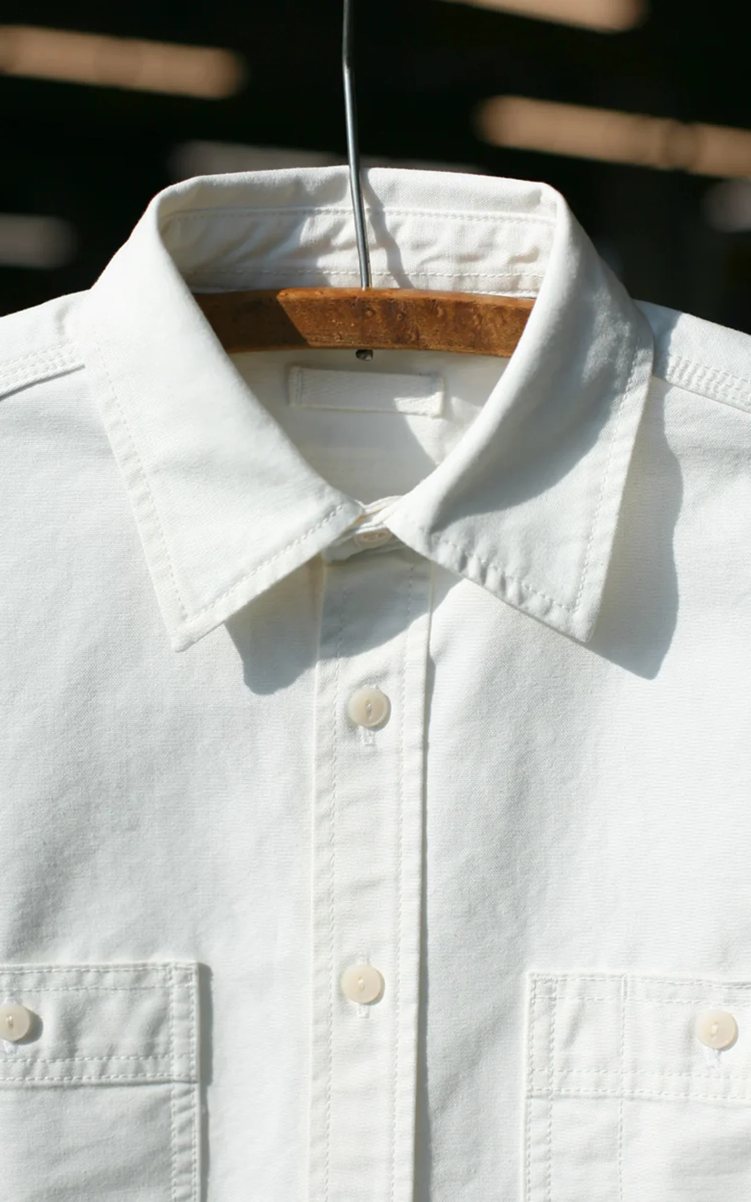 The Unbranded Brand UBS434 Work Shirt Oxford Selvedge White 9oz - Image 6
