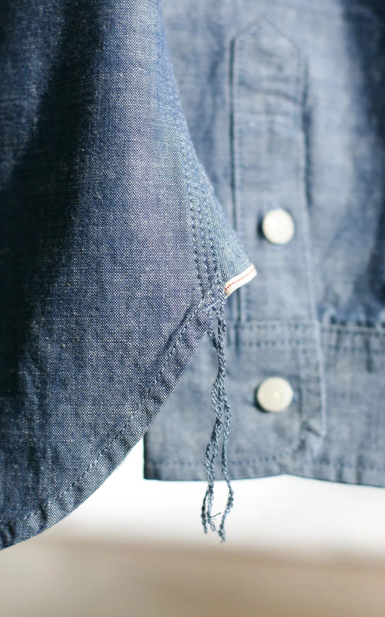 The Unbranded Brand UBS435 Work Shirt Selvedge Chambray Blue 8.2oz - Image 11