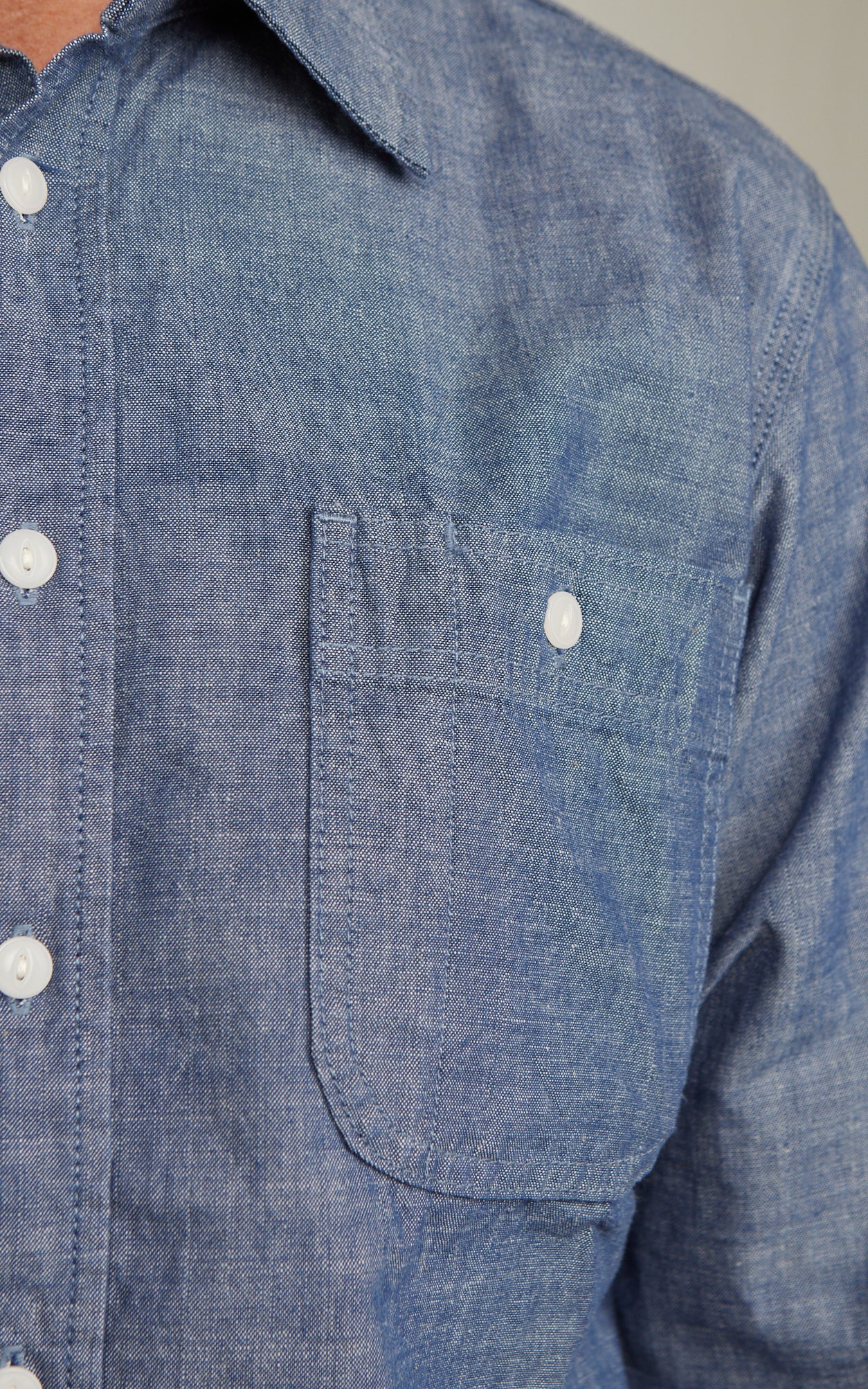 The Unbranded Brand UBS435 Work Shirt Selvedge Chambray Blue 8.2oz - Image 3