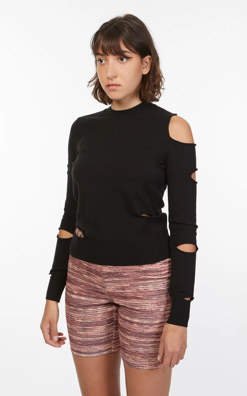 TheOpen Product Asymmetric Cut-Out Sweater Black - Image 3