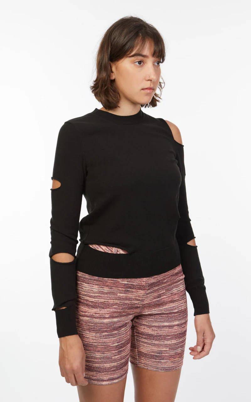 TheOpen Product Asymmetric Cut-Out Sweater Black - Image 4