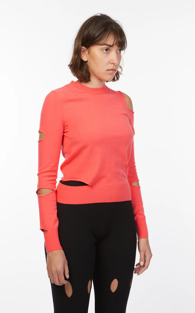 TheOpen Product Asymmetric Cut-Out Sweater Pink - Image 4