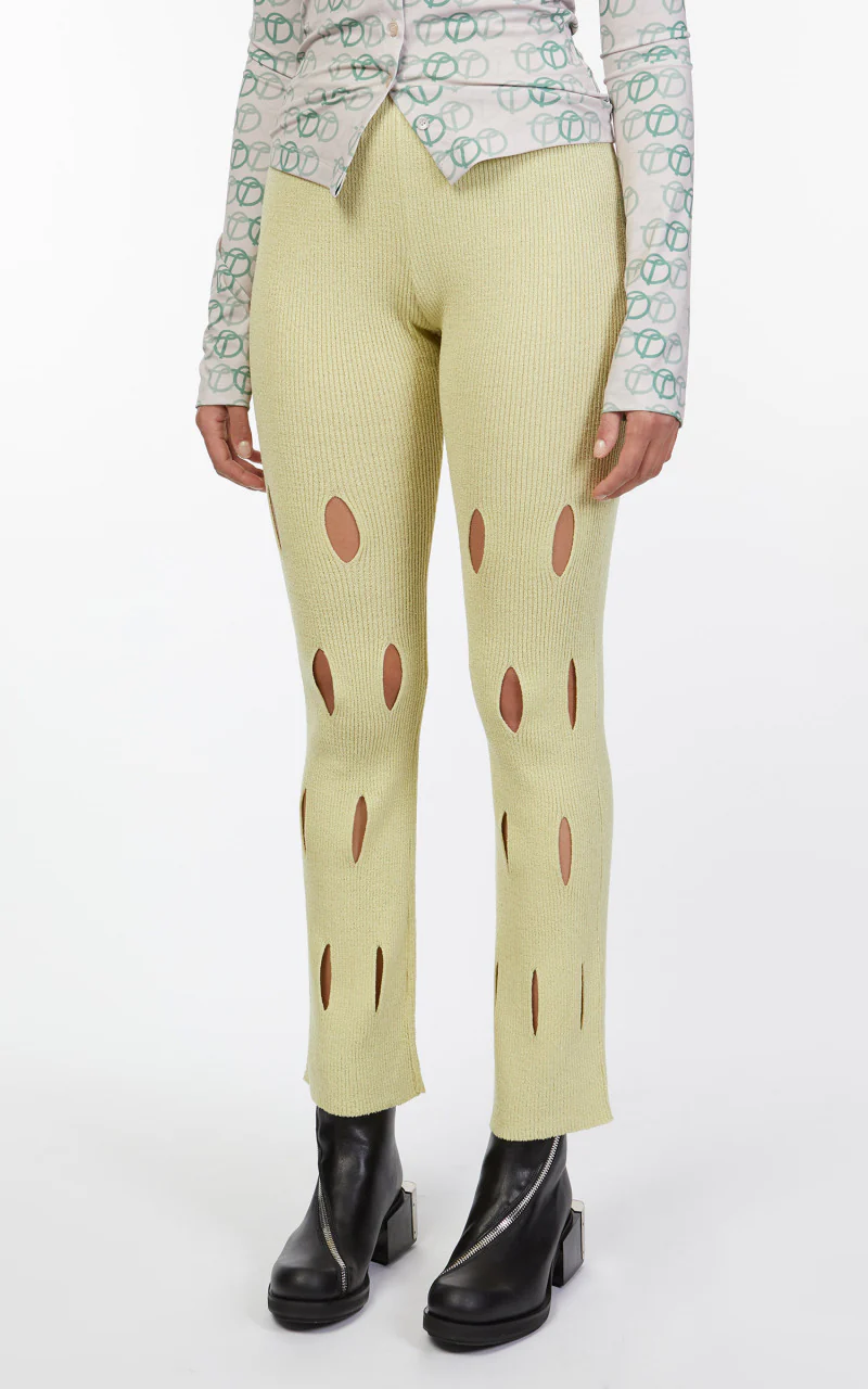 TheOpen Product Cut-Out Knit Pants Pale Green - Image 4