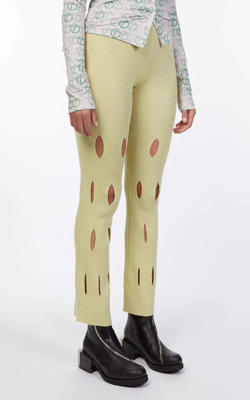 TheOpen Product Cut-Out Knit Pants Pale Green - Image 5