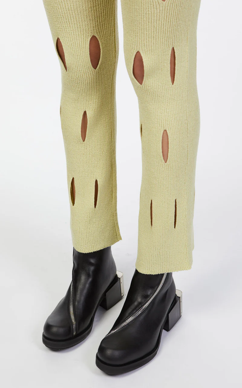 TheOpen Product Cut-Out Knit Pants Pale Green - Image 7