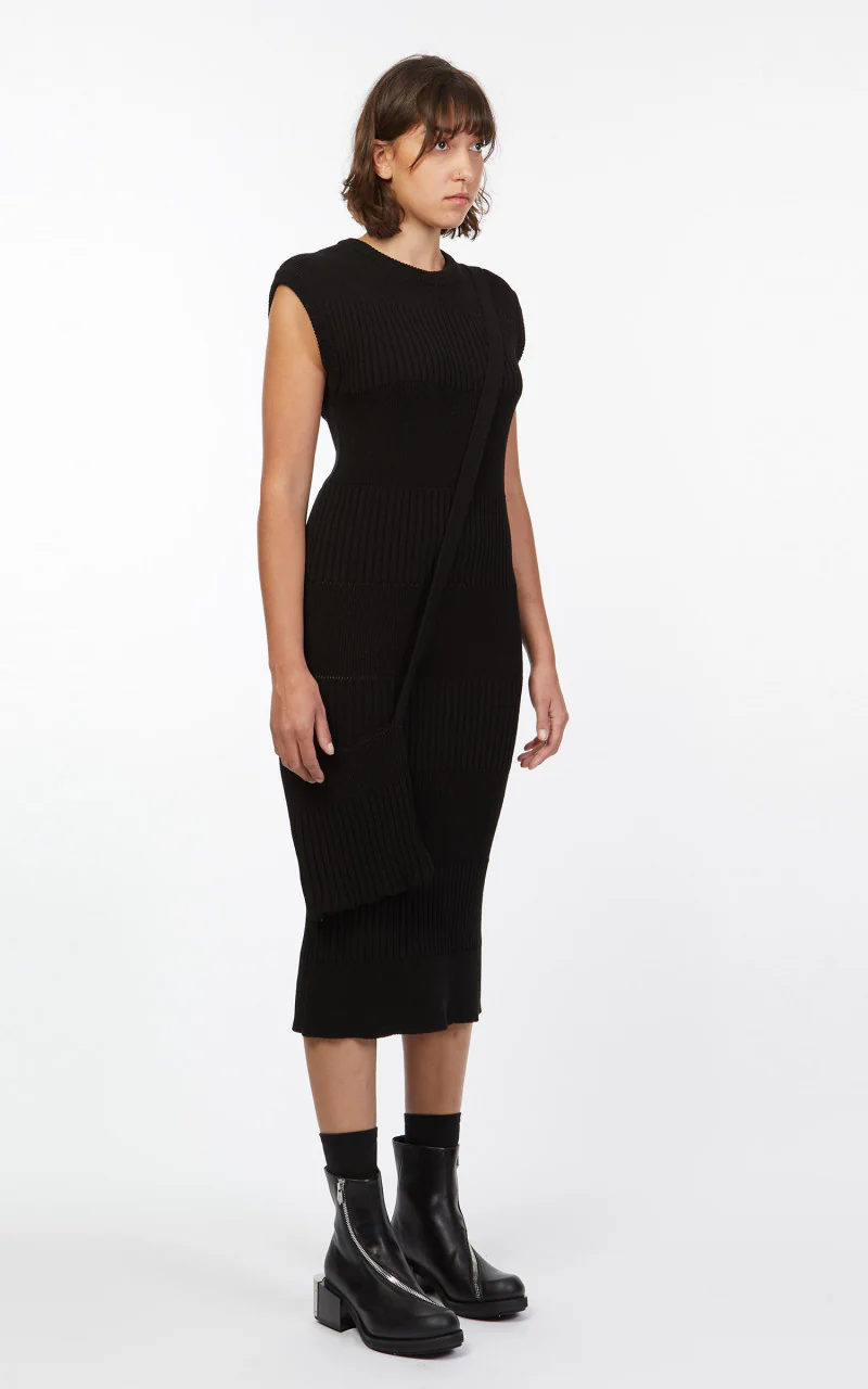 TheOpen Product Ribbed Block Knit Dress & Bag Black - Image 3