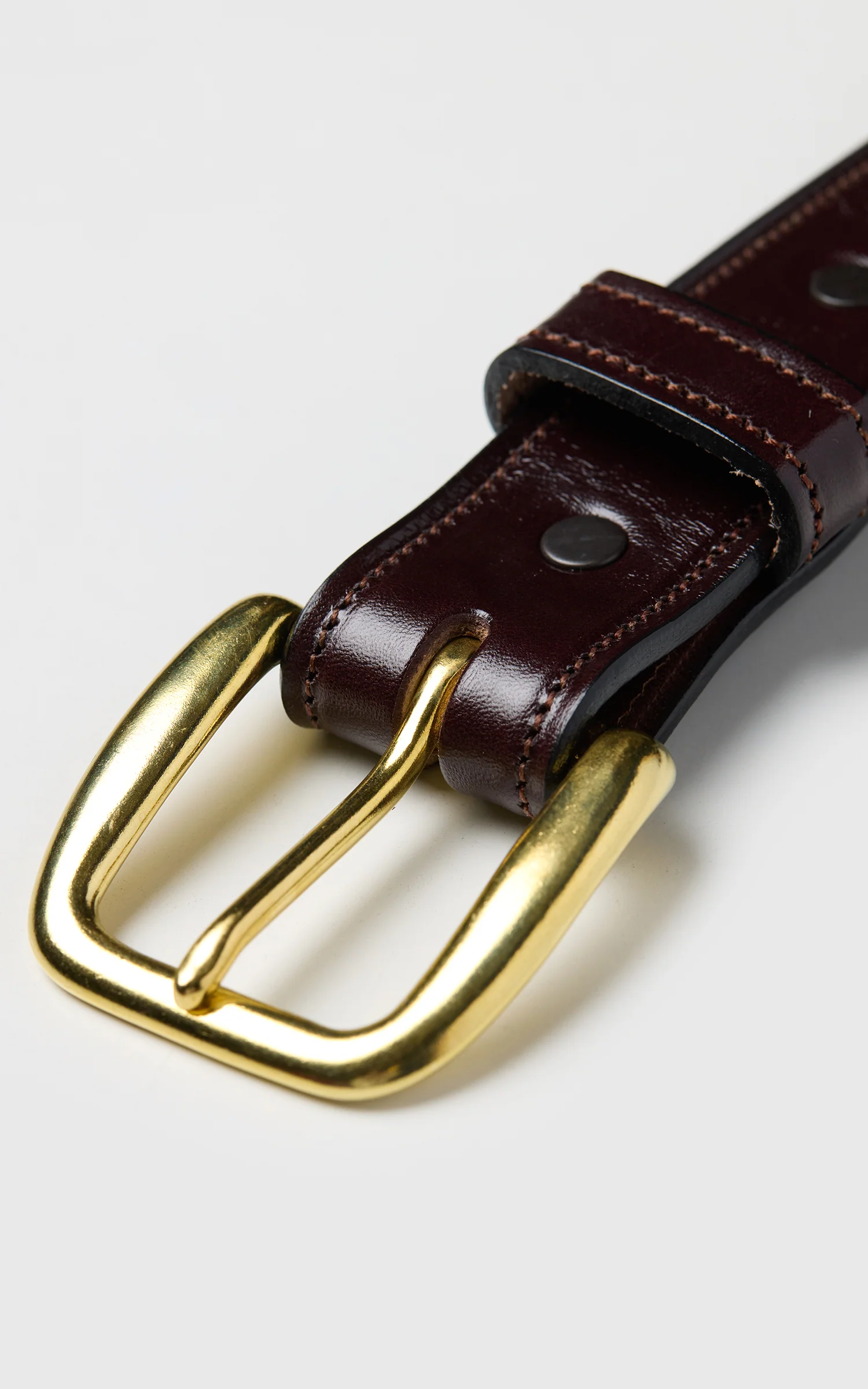 Tory Leather 1-1/4" Bridle Leather Lined And Stitched Belt Havana - Image 2