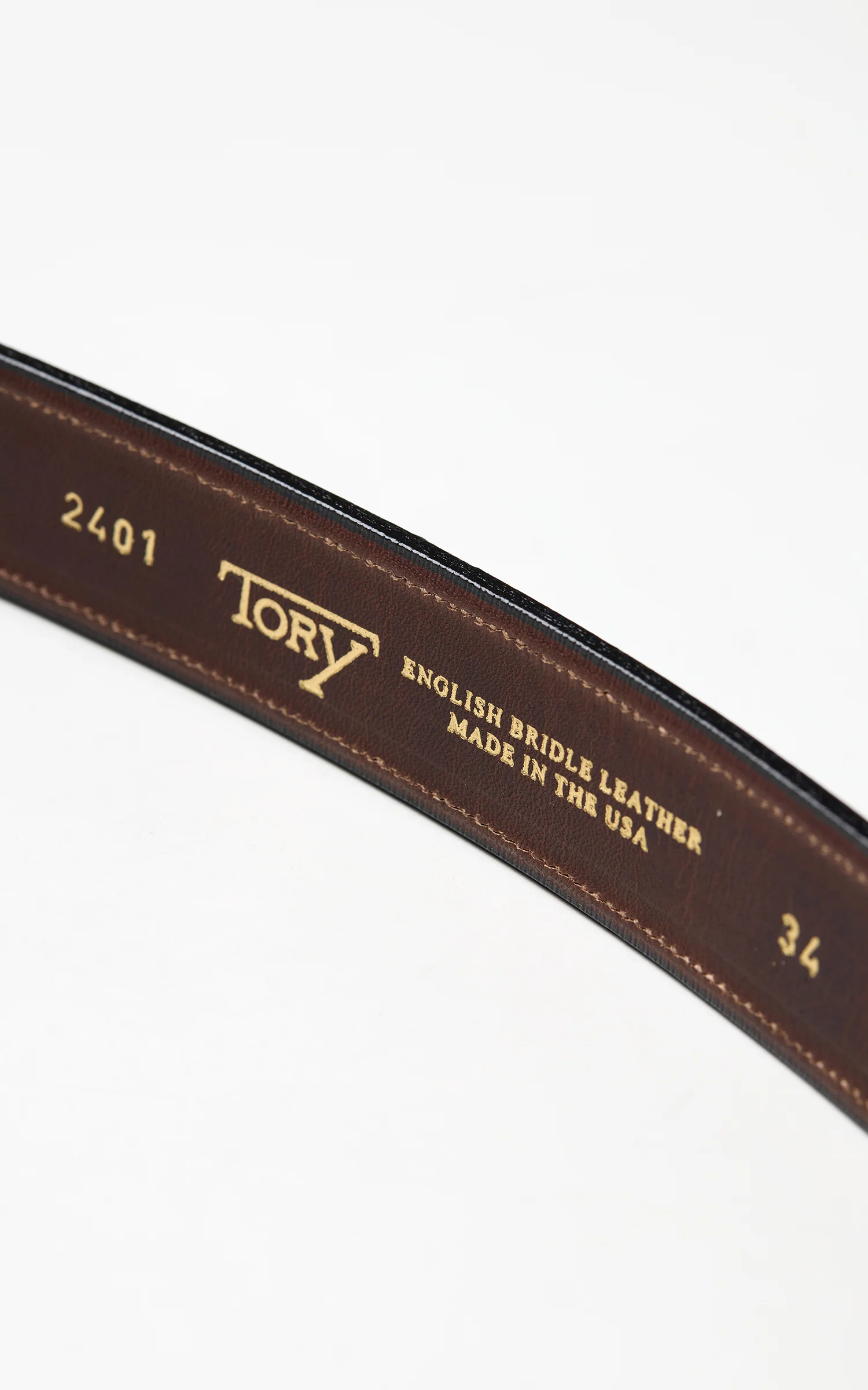 Tory Leather 1-1/4" Bridle Leather Lined And Stitched Belt Havana - Image 3