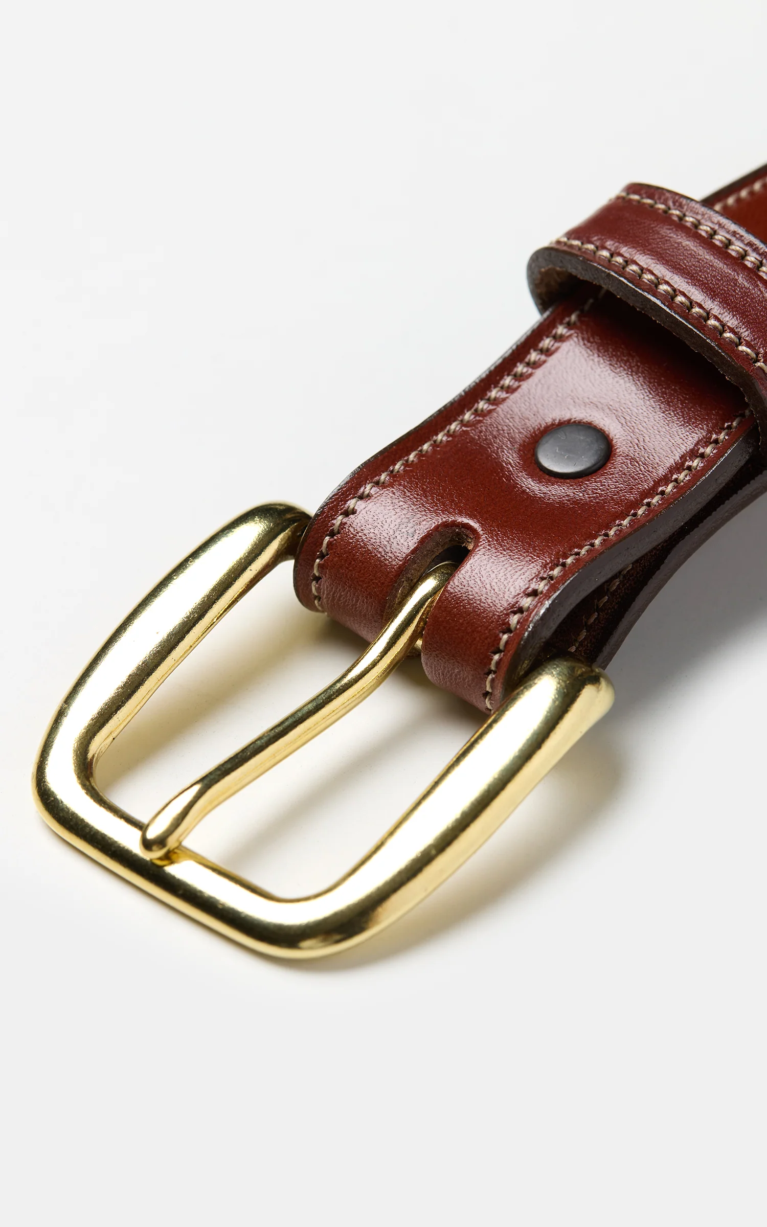 Tory Leather 1-1/4" Bridle Leather Lined And Stitched Belt Oakbark - Image 2