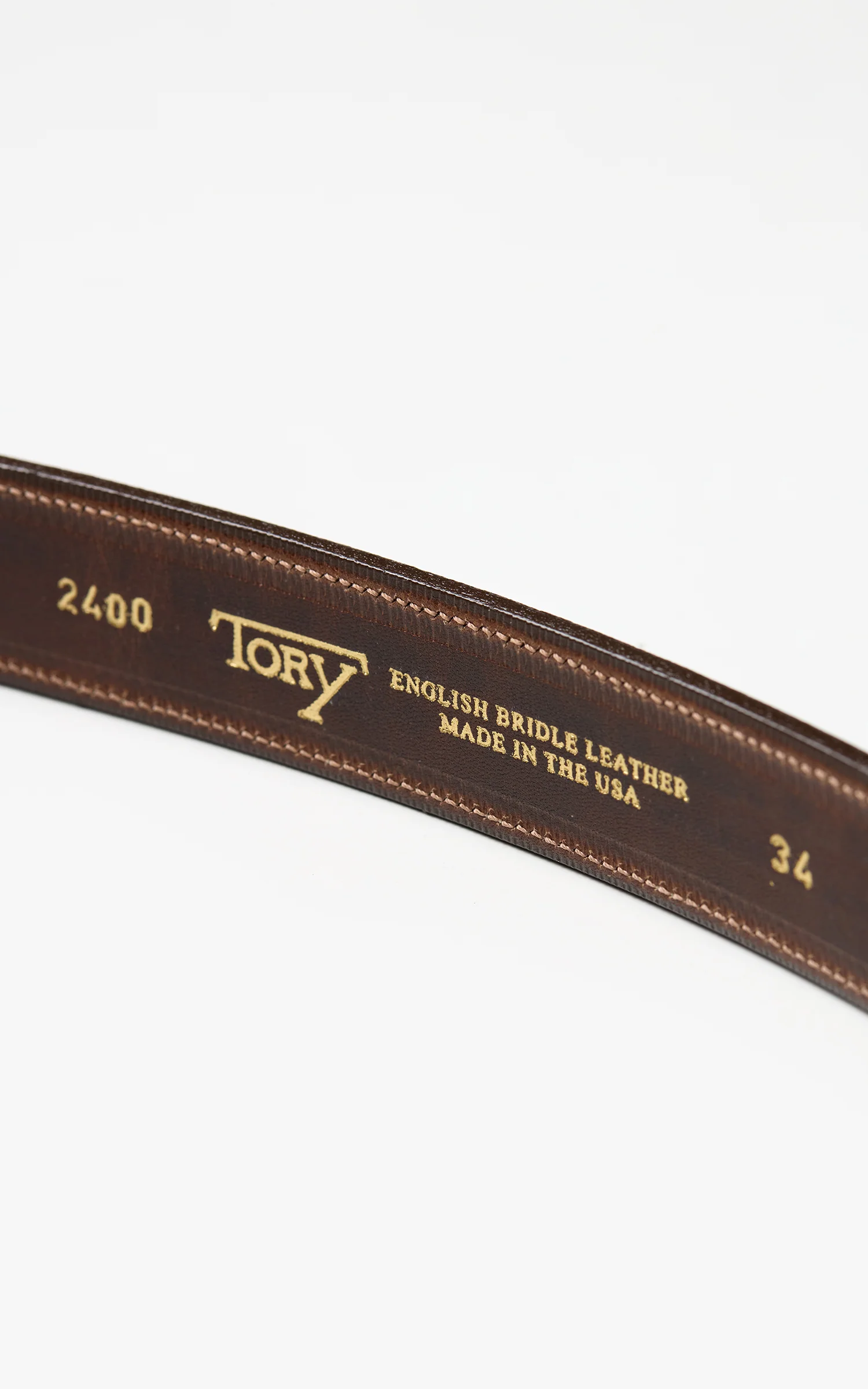 Tory Leather 1-1/4" Bridle Leather Lined And Stitched Belt Oakbark - Image 3