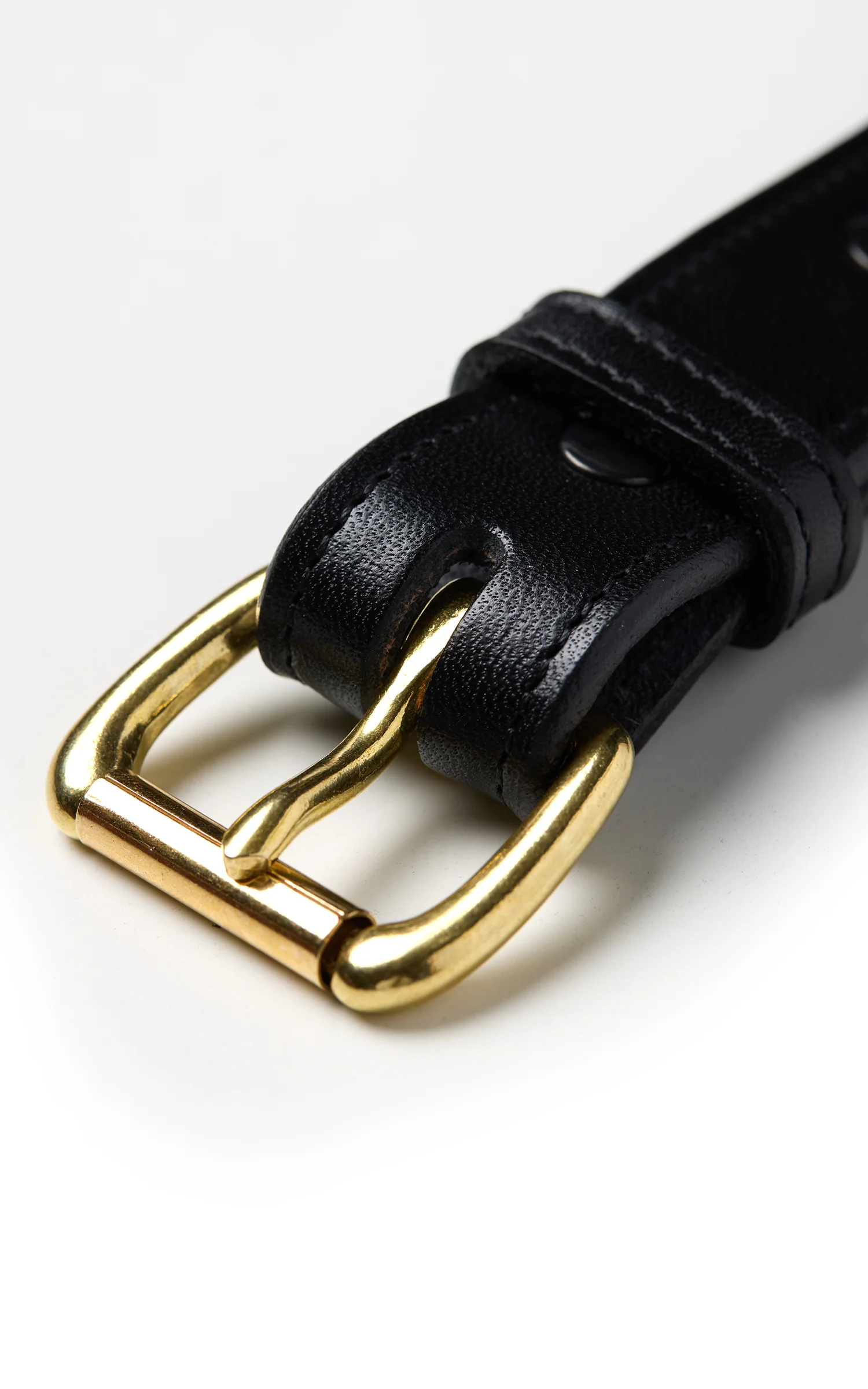 Tory Leather 1" Bridle Leather Stitch Belt Black - Image 2