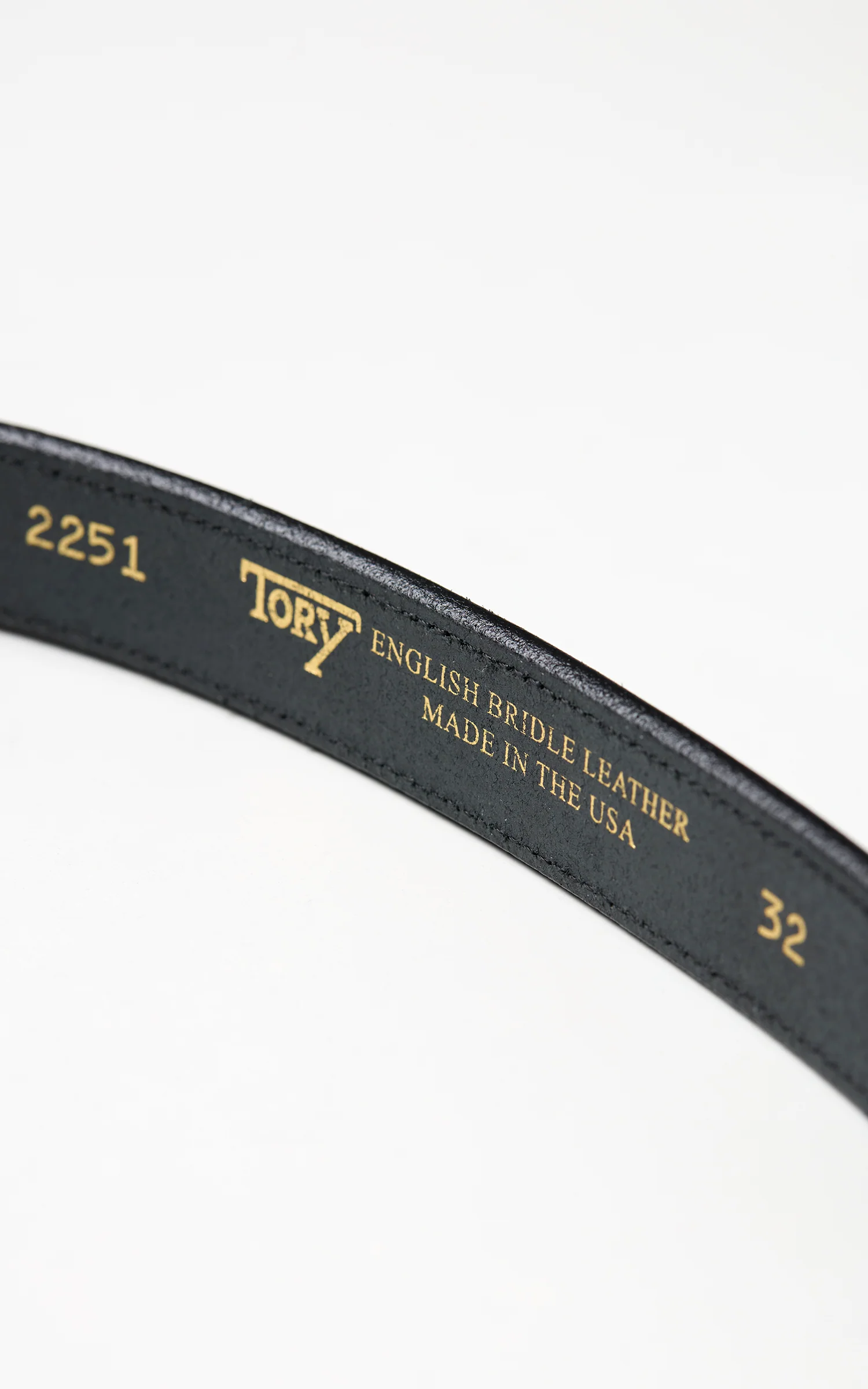 Tory Leather 1" Bridle Leather Stitch Belt Black - Image 3
