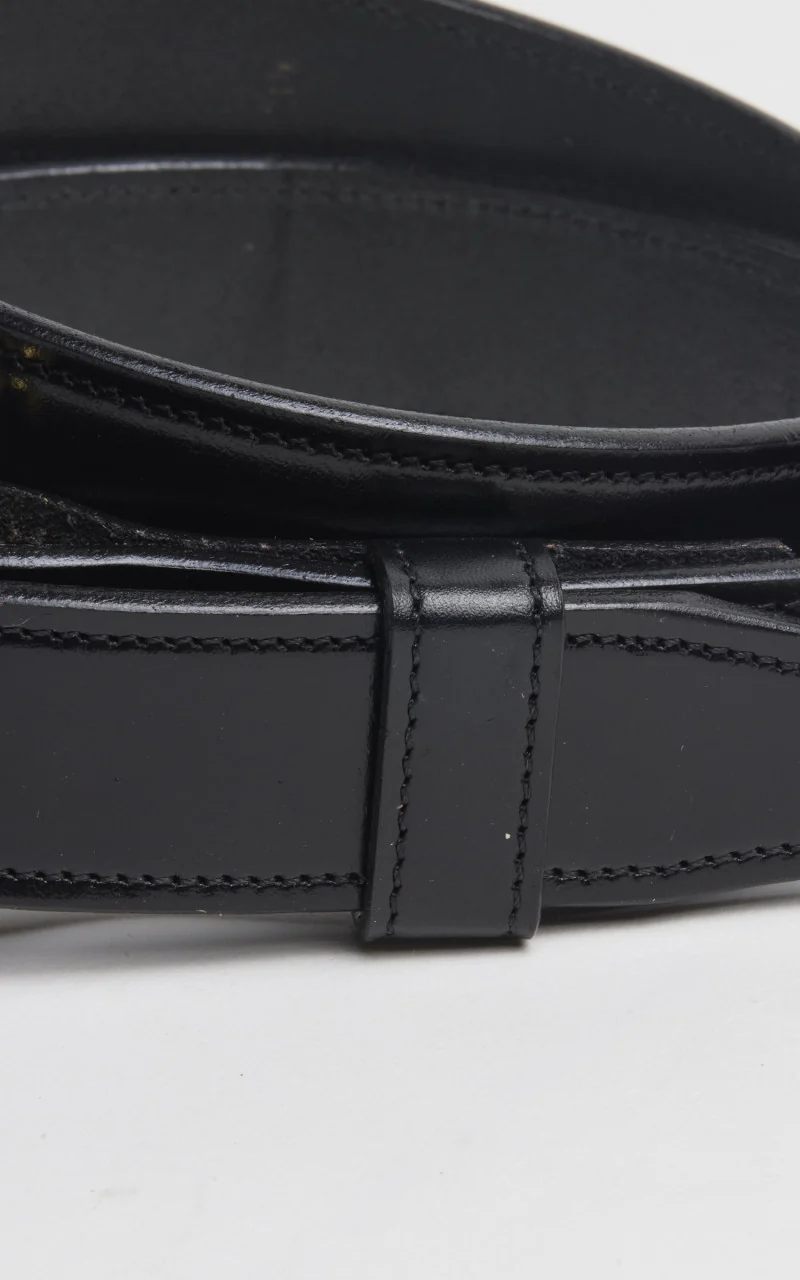 Tory Leather Bridle Leather Stitched Belt Black - Image 3