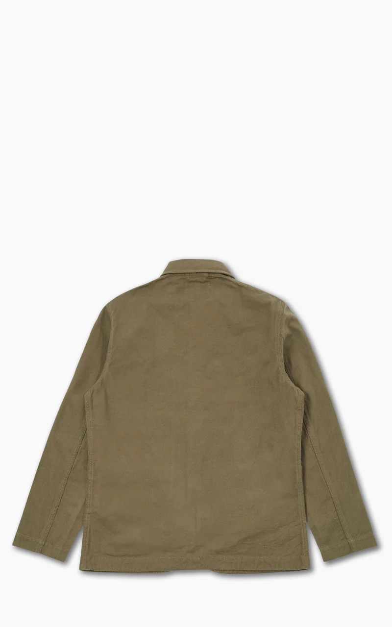 Universal Works Bakers Chore Jacket Nebraska Cotton Olive - Image 10