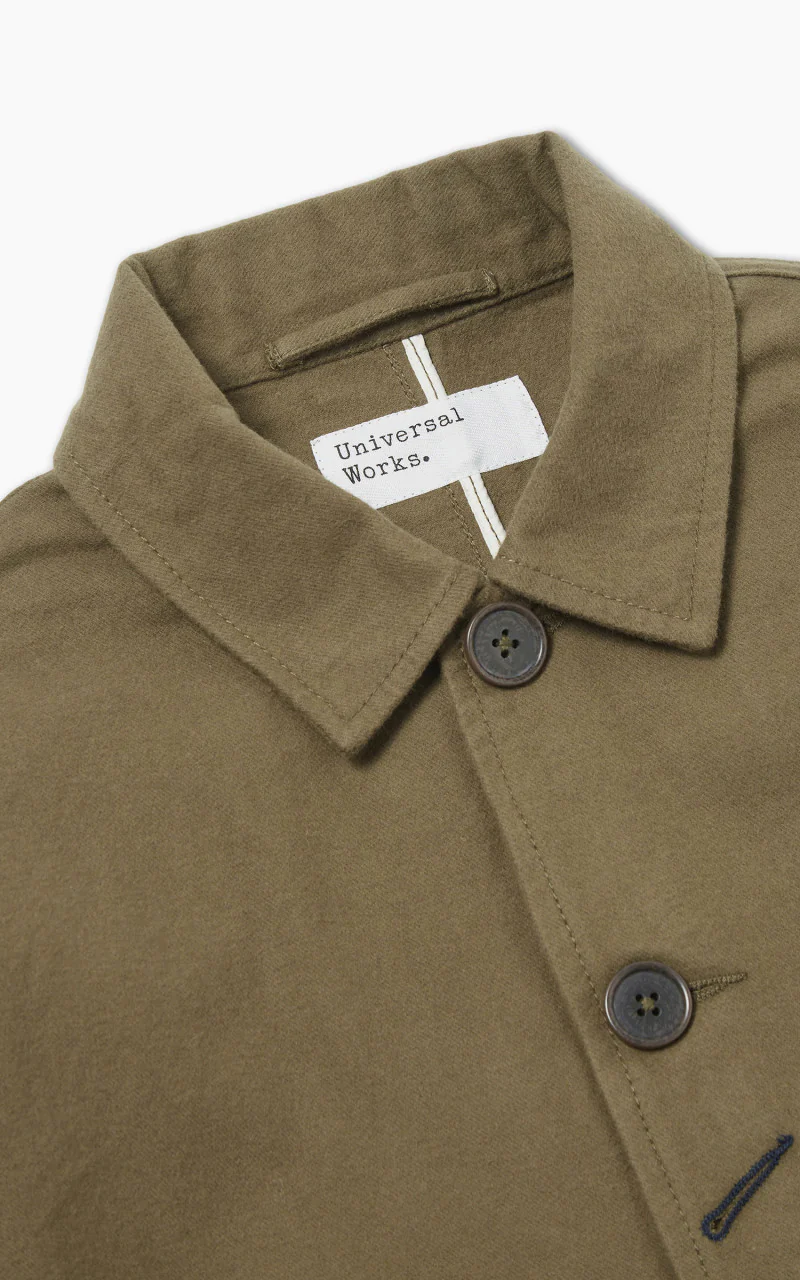 Universal Works Bakers Chore Jacket Nebraska Cotton Olive - Image 3