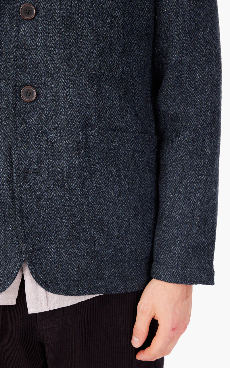 Universal Works Bakers Jacket Harris Tweed Navy Herringbone - Image 6