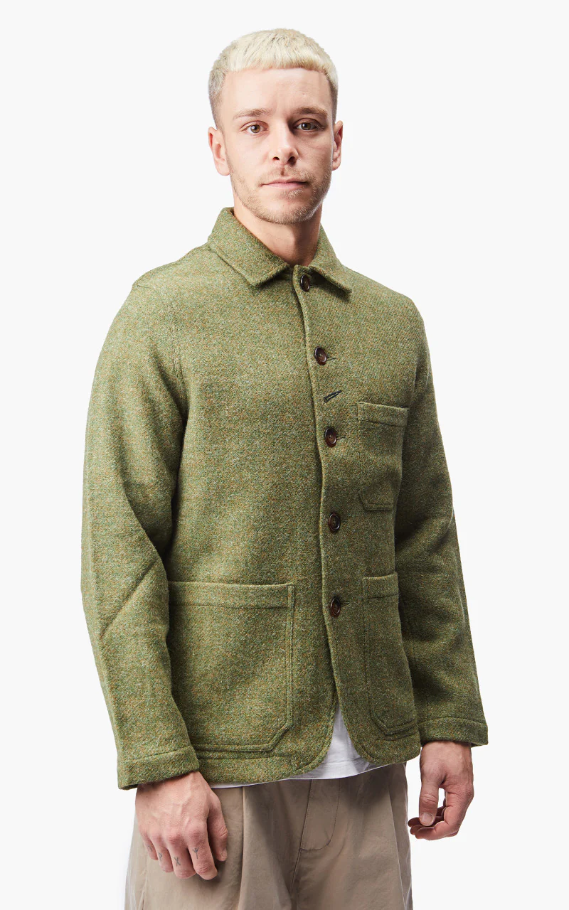 Universal Works Bakers Jacket Harris Tweed Olive - Image 10